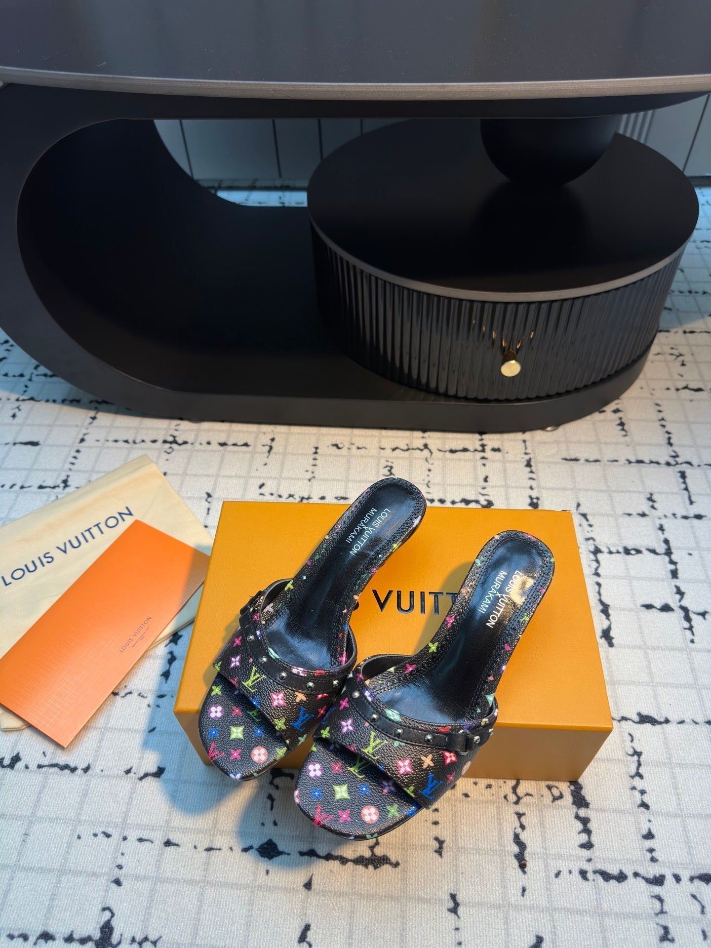 LV Mule 6AM LV x TM 55mm Black with Monogram Multicolore Leather 218908