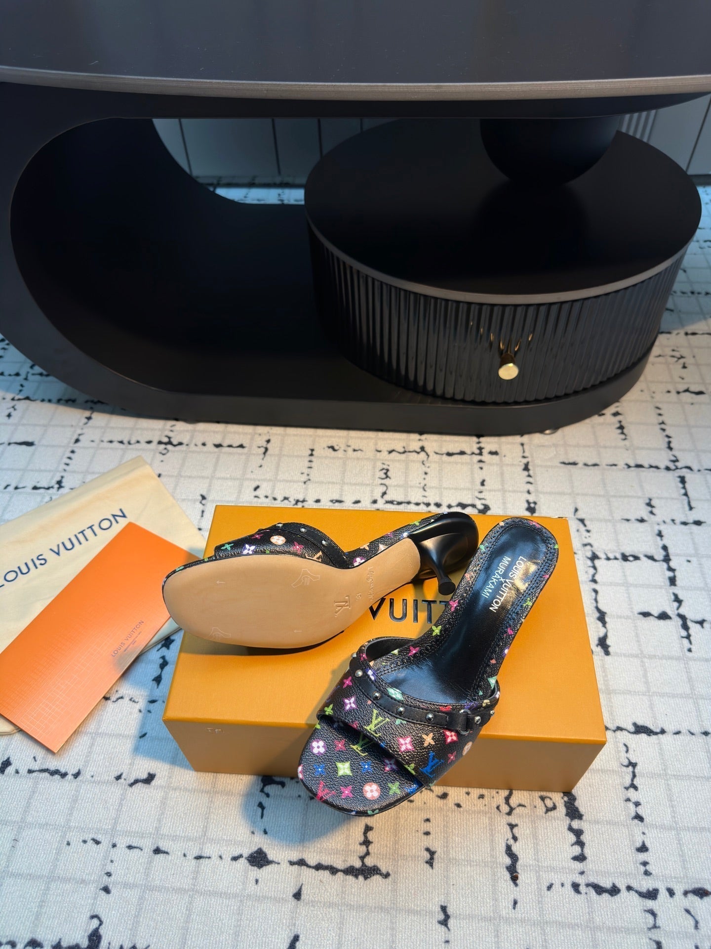 LV Mule 6AM LV x TM 55mm Black with Monogram Multicolore Leather 218908