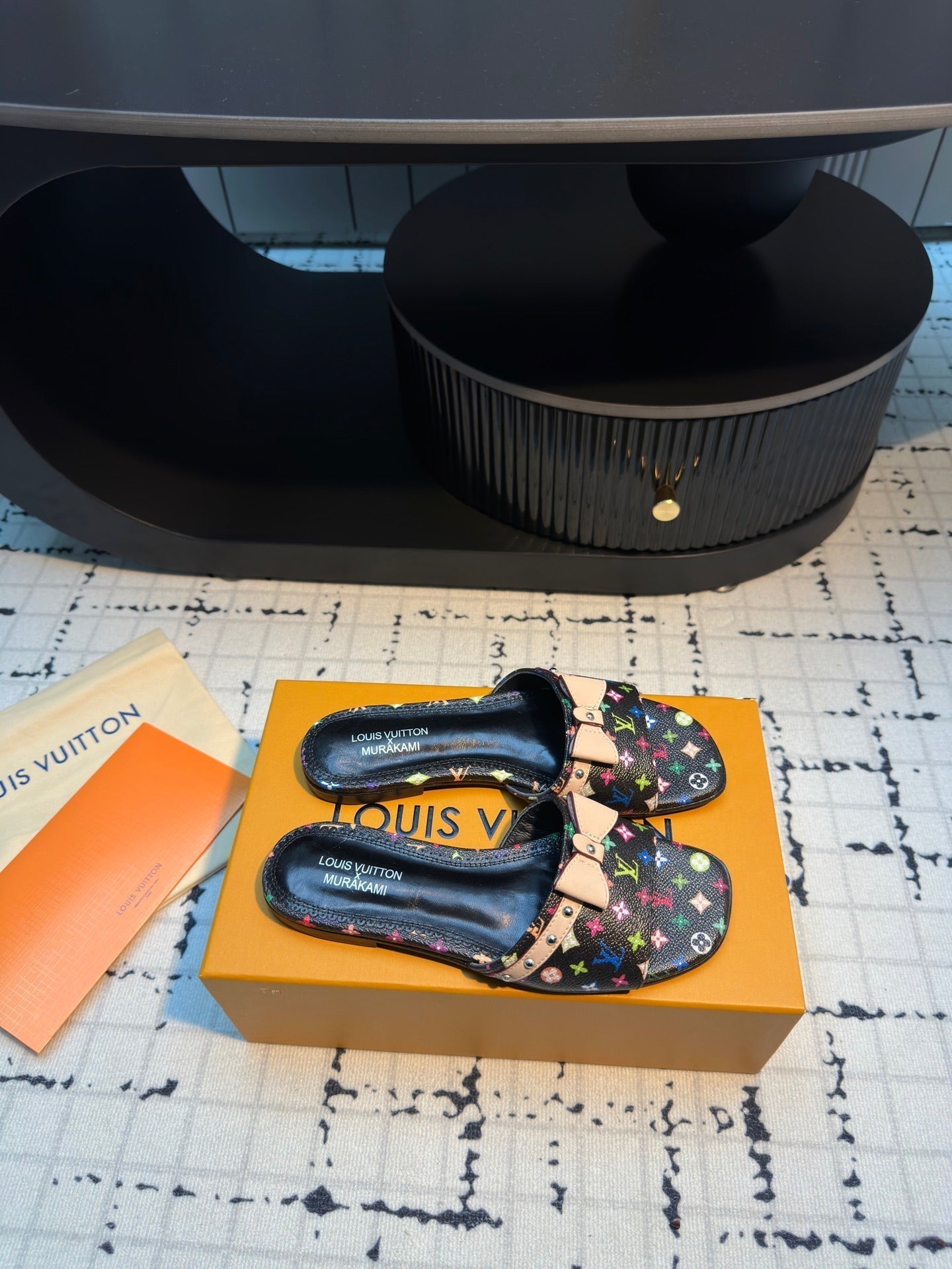 LV LV x TM 6AM Flat Mule Black with Monogram Multicolore Leather 218909