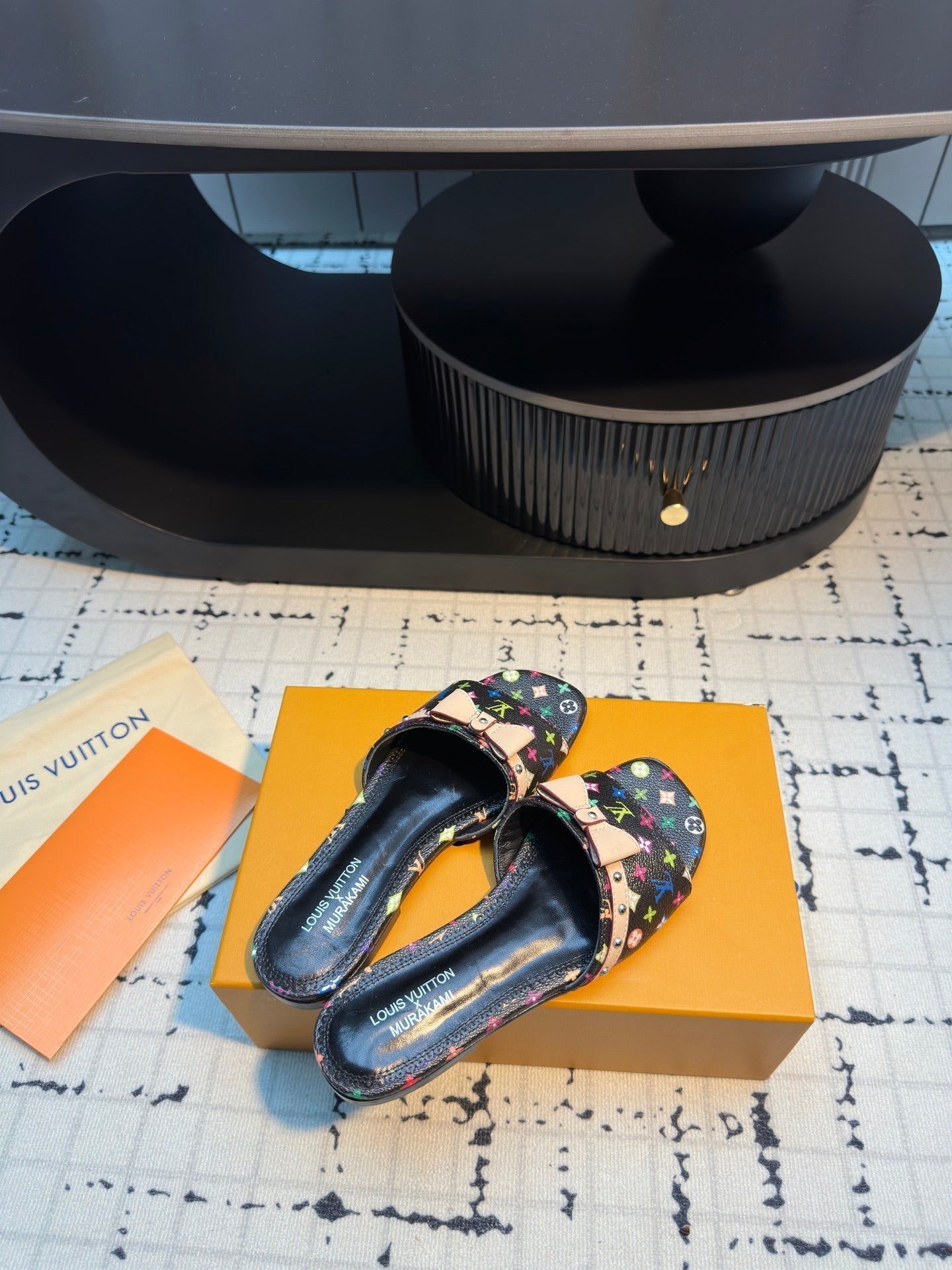 LV LV x TM 6AM Flat Mule Black with Monogram Multicolore Leather 218909