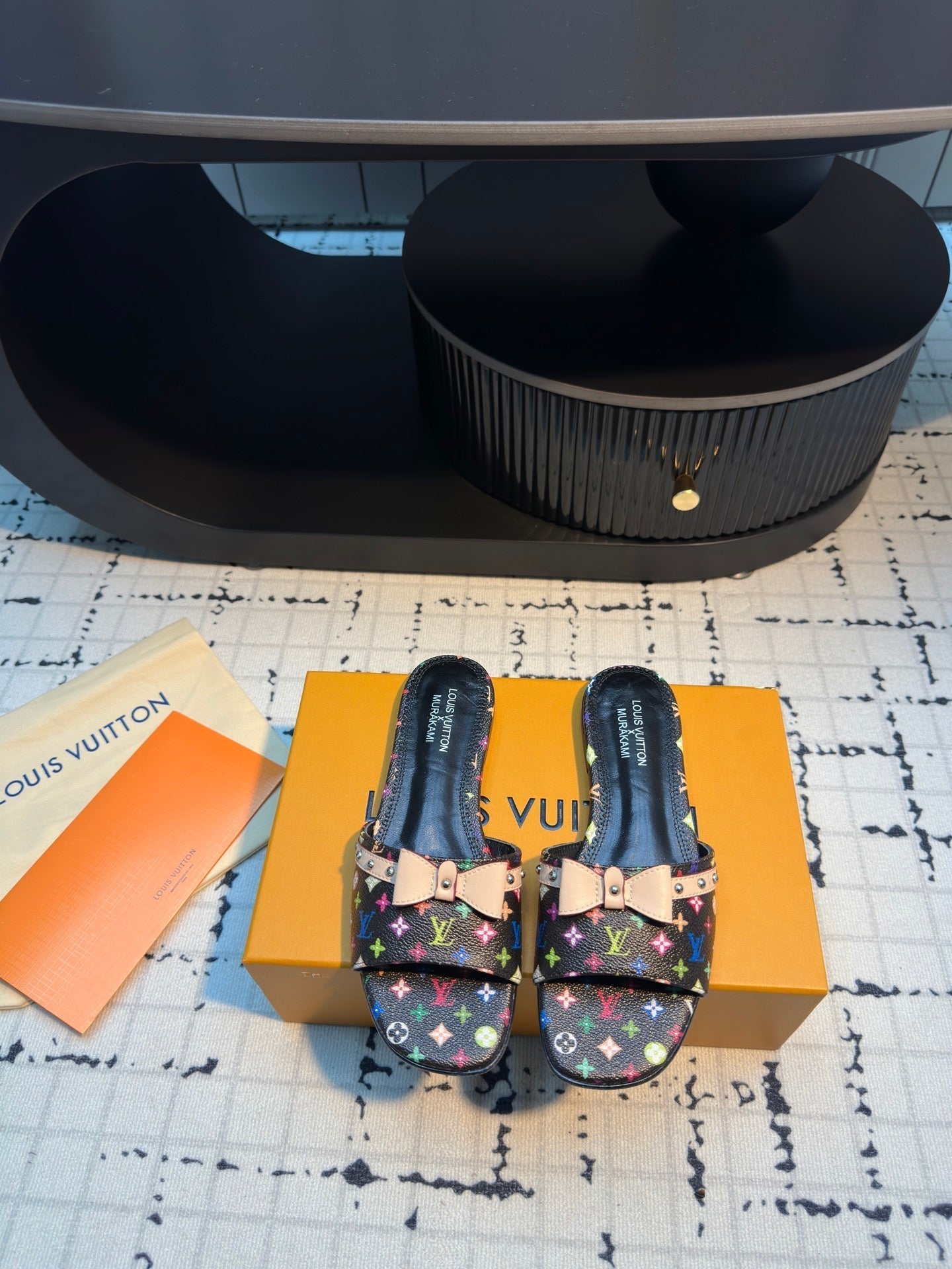 LV LV x TM 6AM Flat Mule Black with Monogram Multicolore Leather 218909