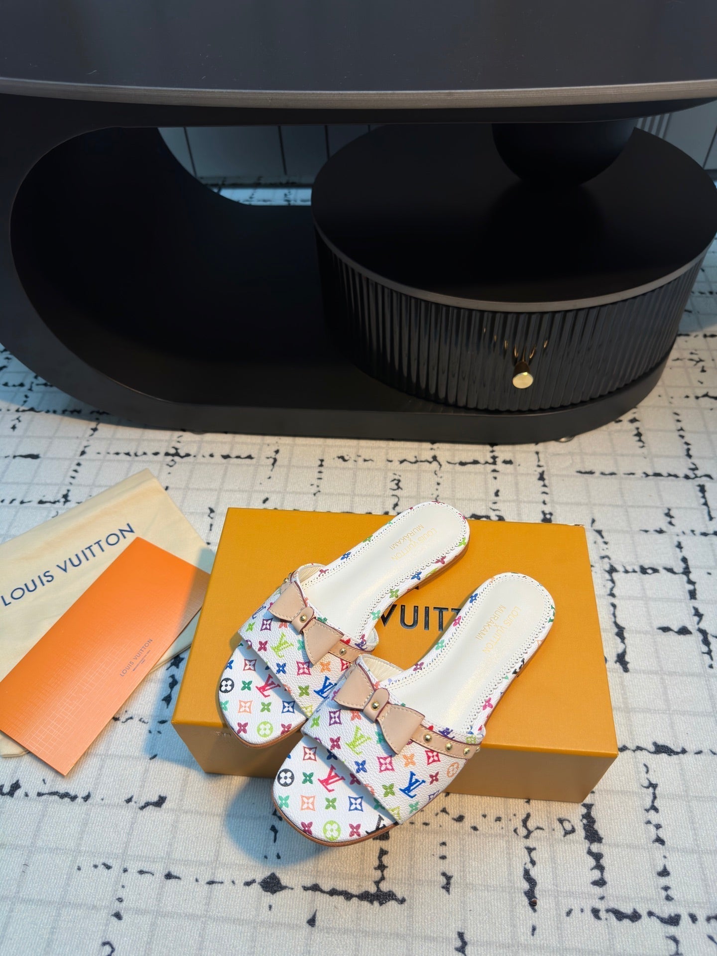 LV LV x TM 6AM Flat Mule White with Monogram Multicolore Leather 218910