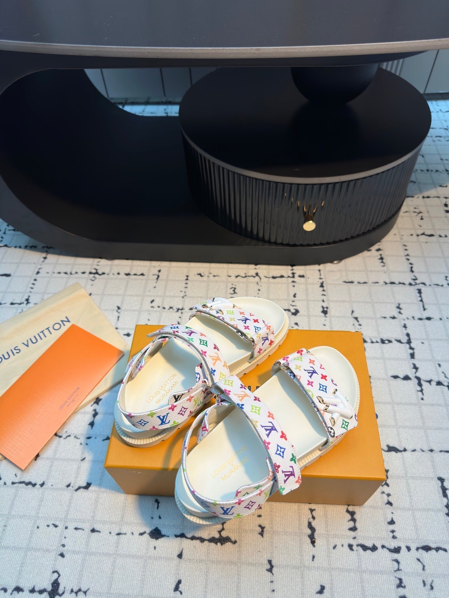 LV LV x TM LV Sunset Flat Comfort Sandal White with Monogram Multicolore Leather 218915