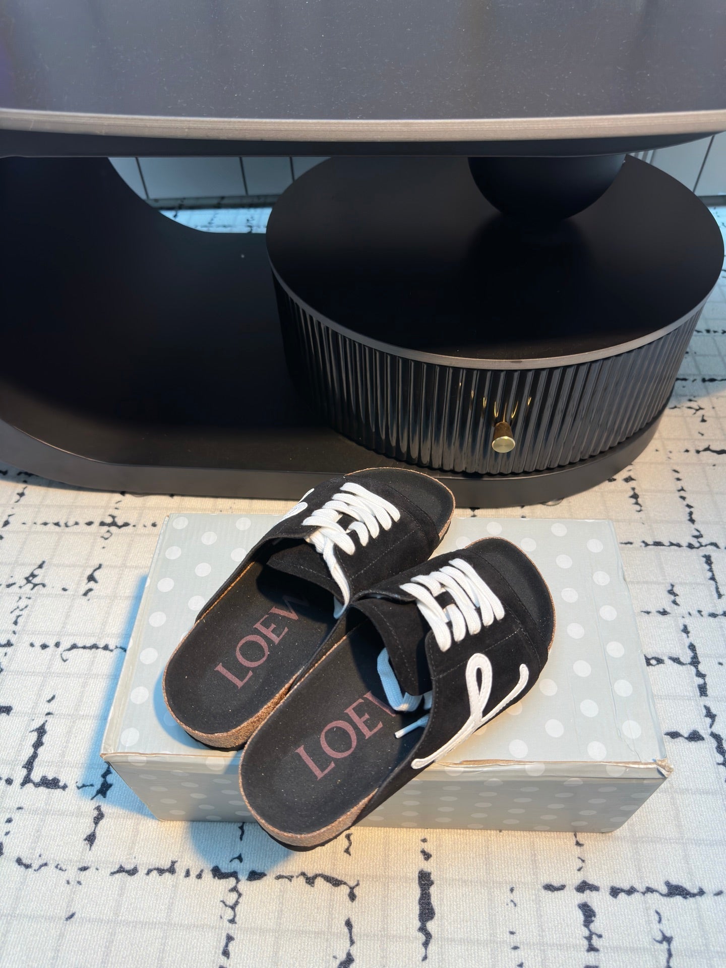 Loewe x Birkenstock Slide Black Cowhide Suede 316914