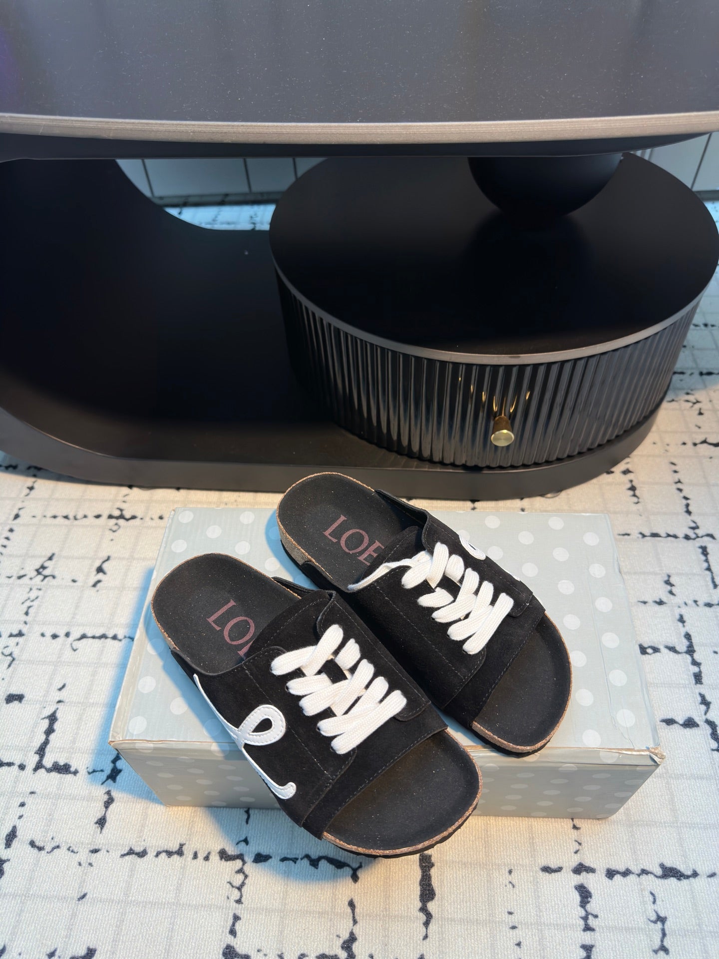 Loewe x Birkenstock Slide Black Cowhide Suede 316914