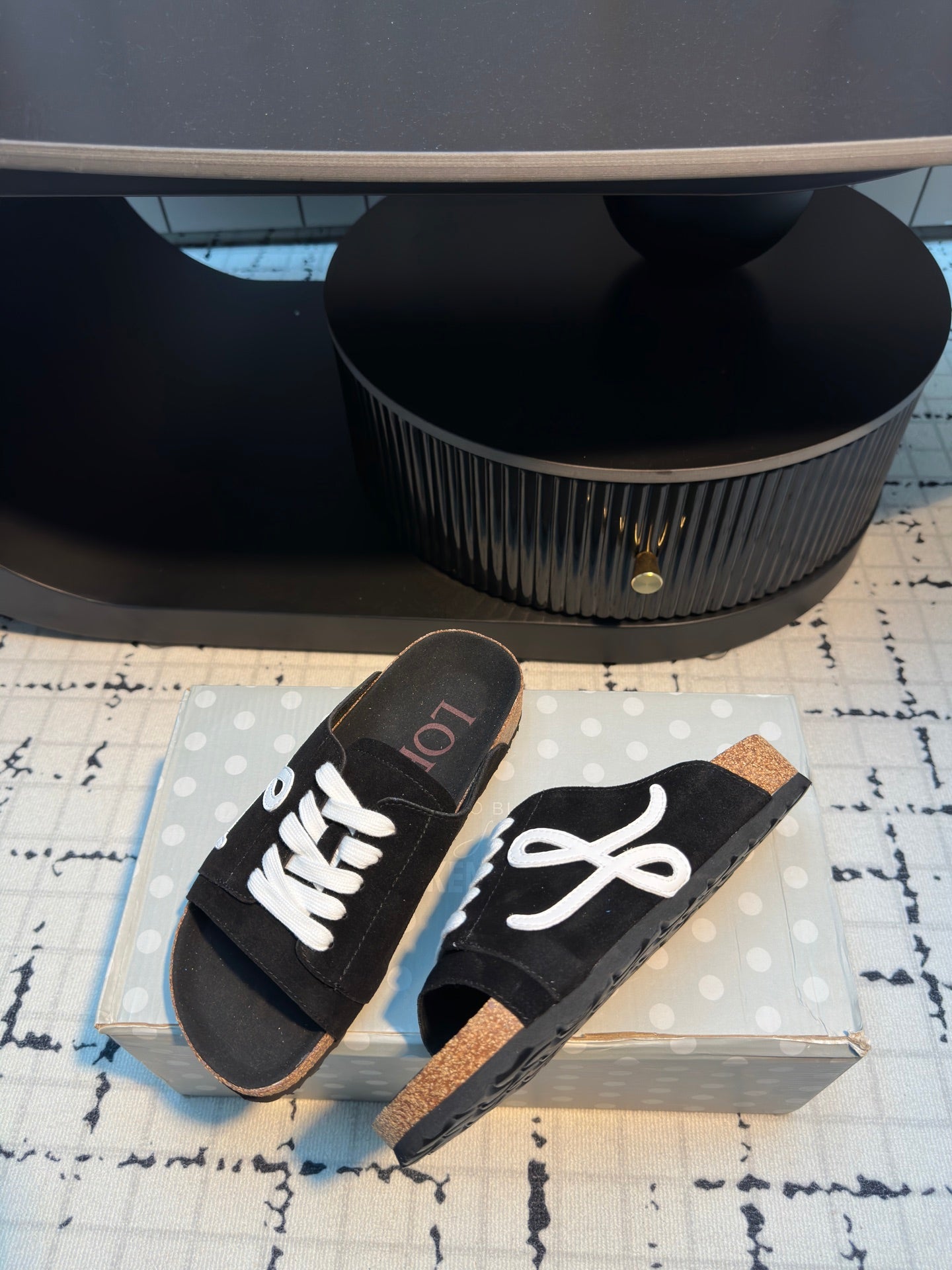 Loewe x Birkenstock Slide Black Cowhide Suede 316914