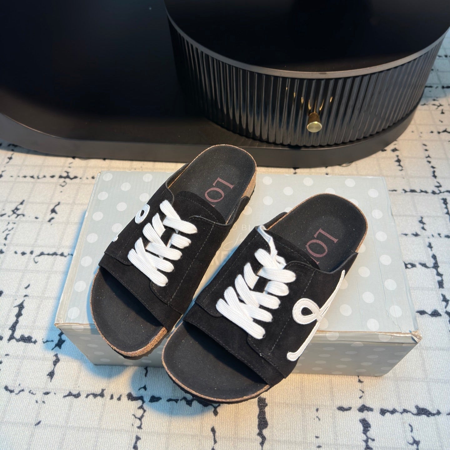 Loewe x Birkenstock Slide Black Cowhide Suede 316914