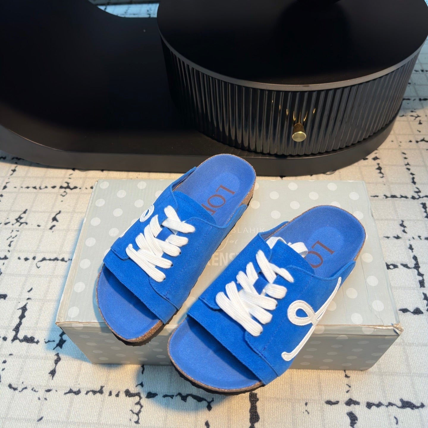Loewe x Birkenstock Slide Blue Cowhide Suede