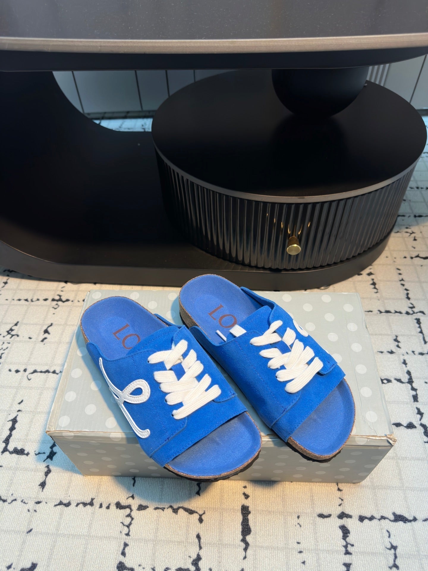 Loewe x Birkenstock Slide Blue Cowhide Suede