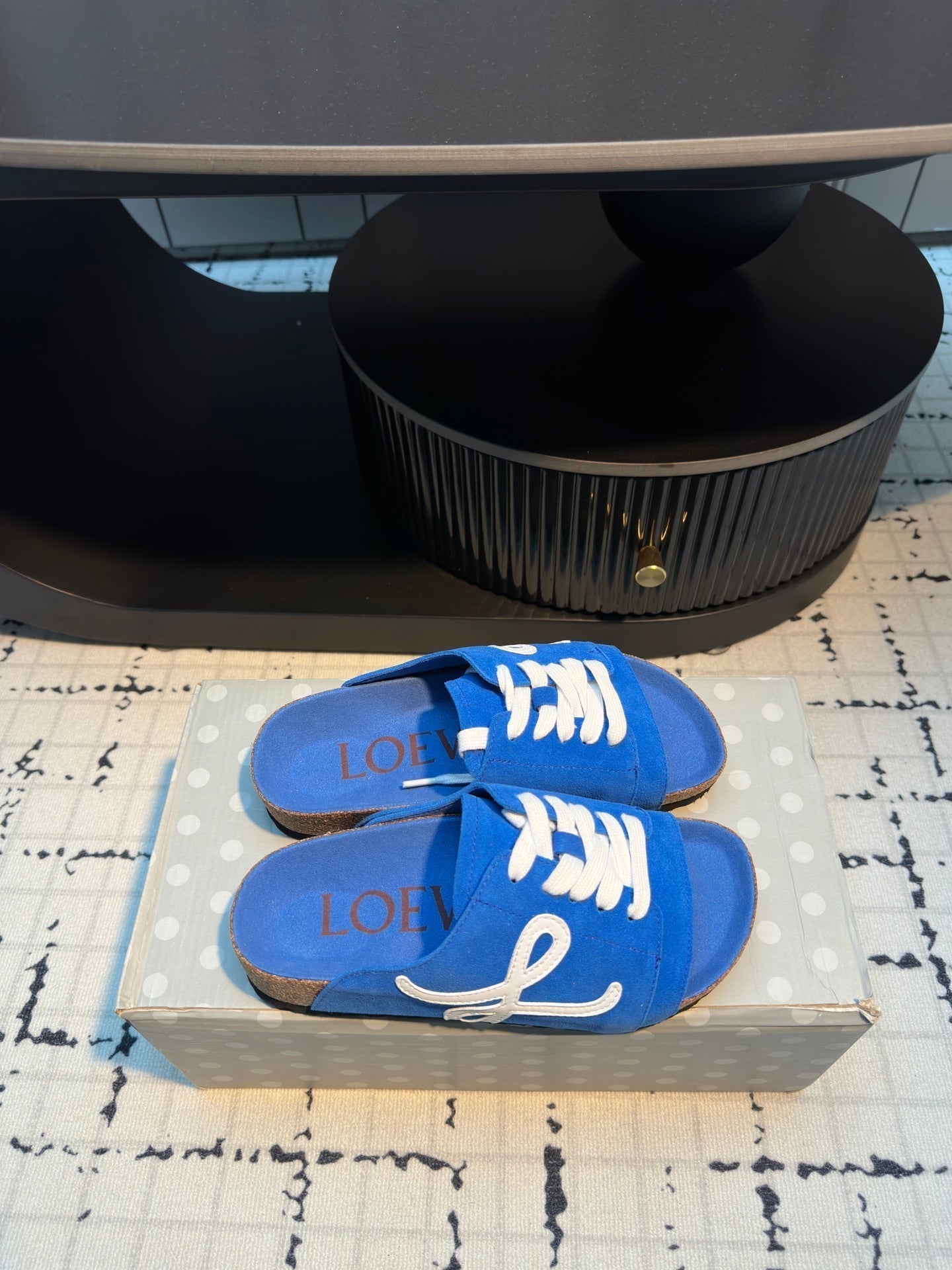 Loewe x Birkenstock Slide Blue Cowhide Suede