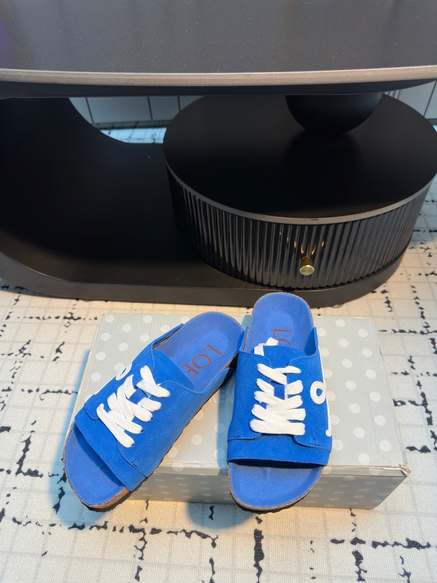 Loewe x Birkenstock Slide Blue Cowhide Suede