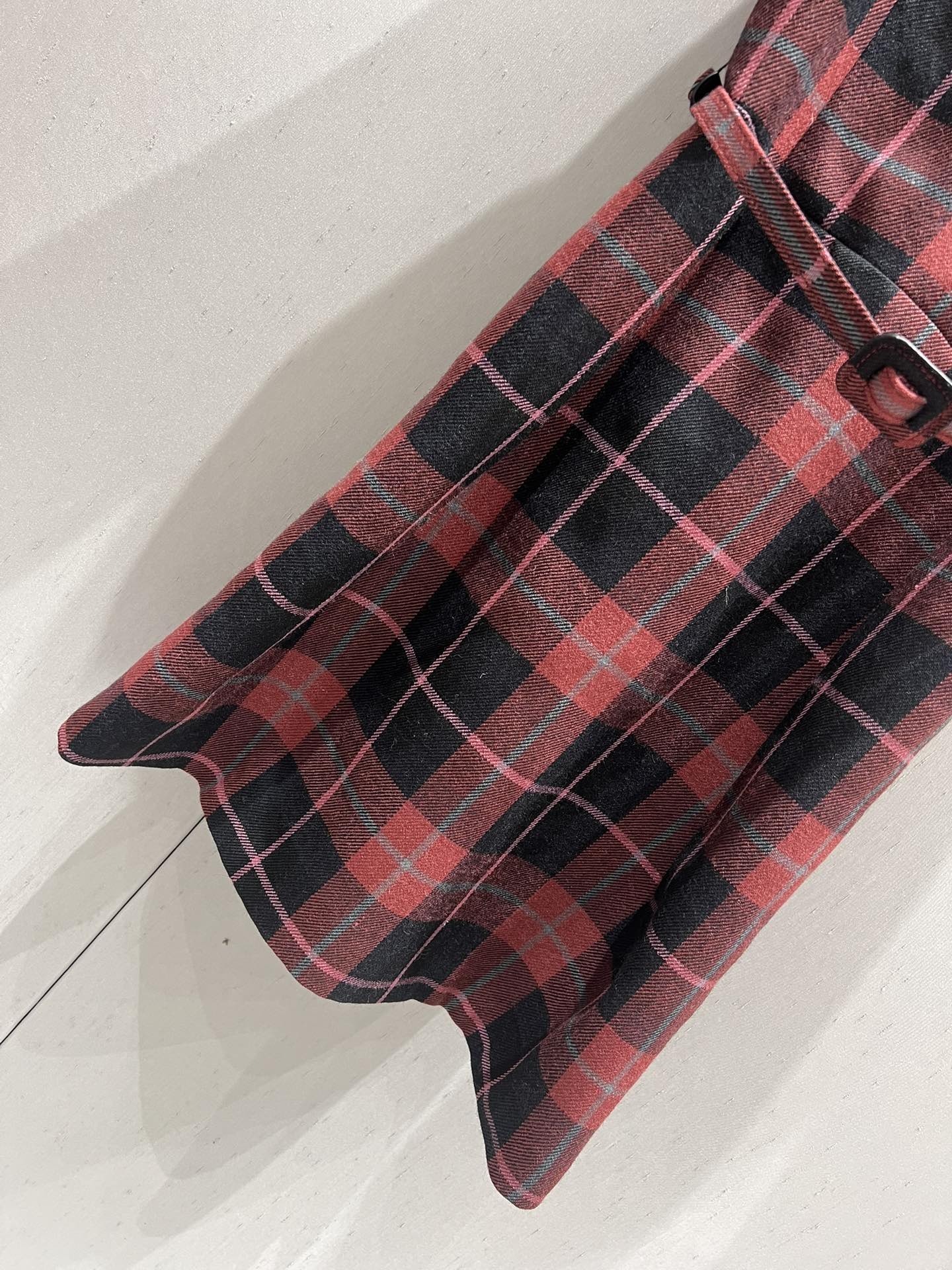 CD 25 Plaid Short-sleeved Dress Black Red Sheep Wool