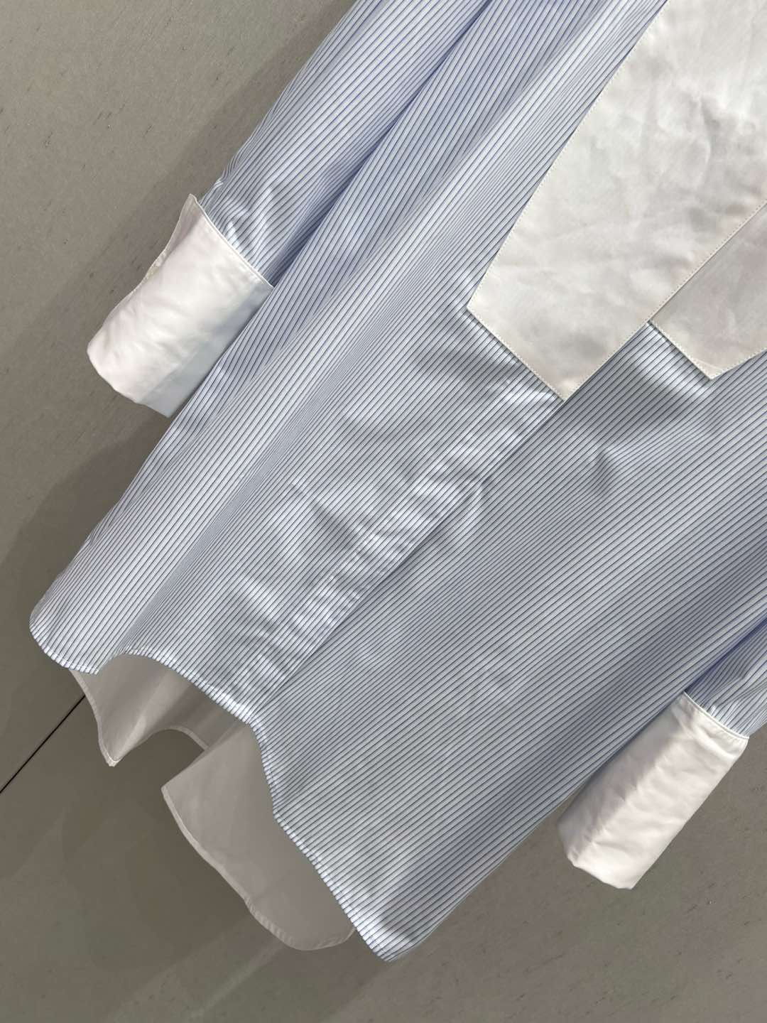 Loewe 25 Striped Long Loose Shirt Blue White Cotton
