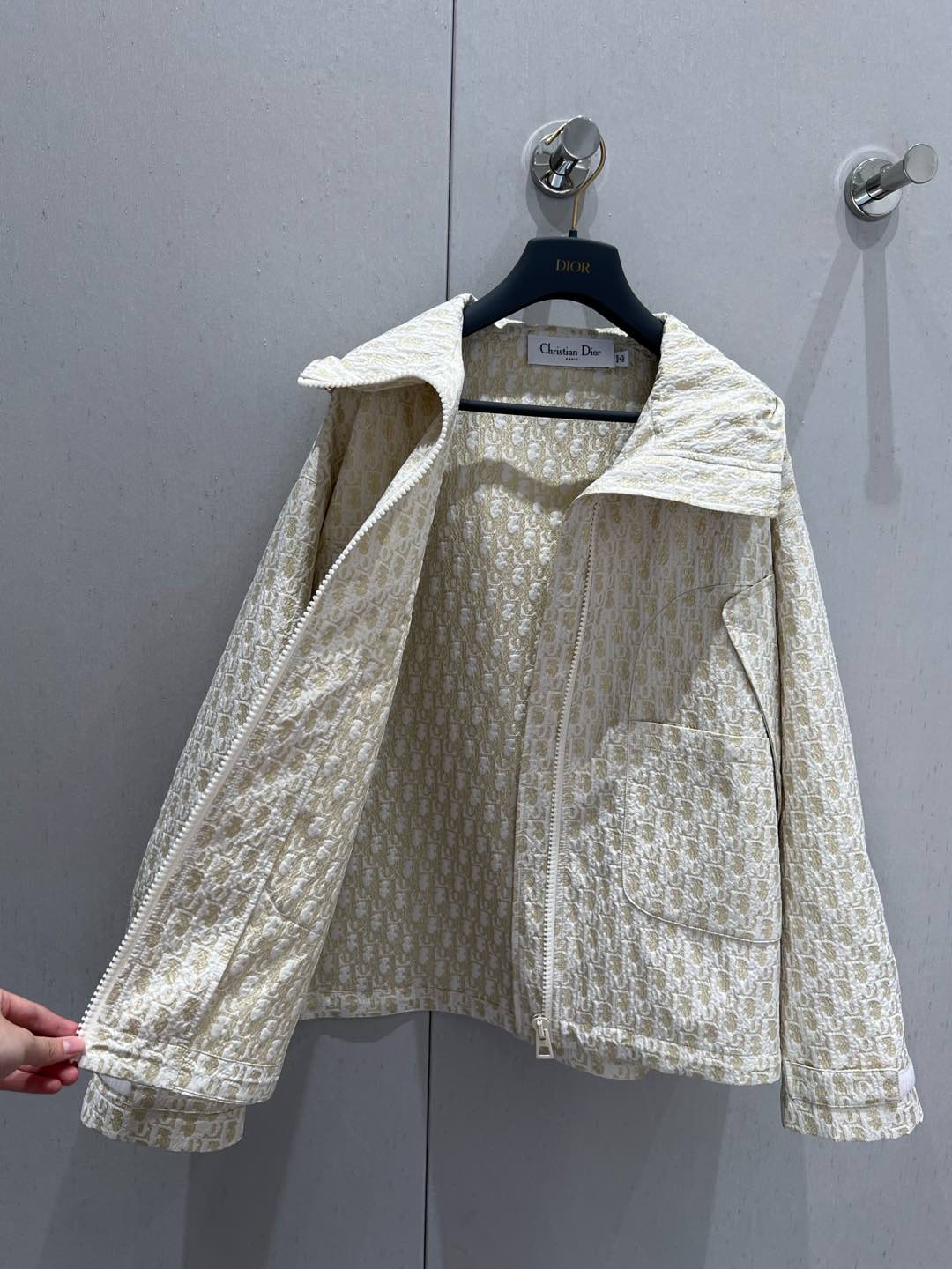 CD 25 Monogram Jacket Beige Polyester