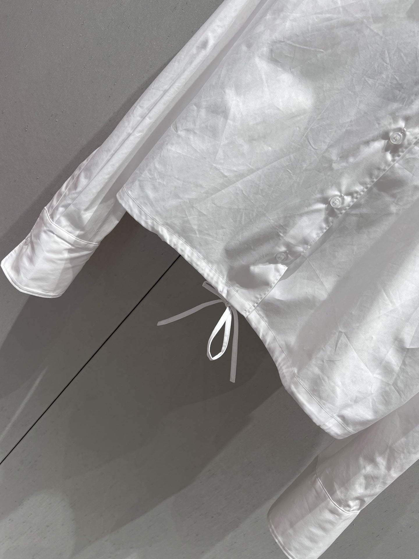 Prada 25 Drawstring-hem Shirt White Cotton 210197