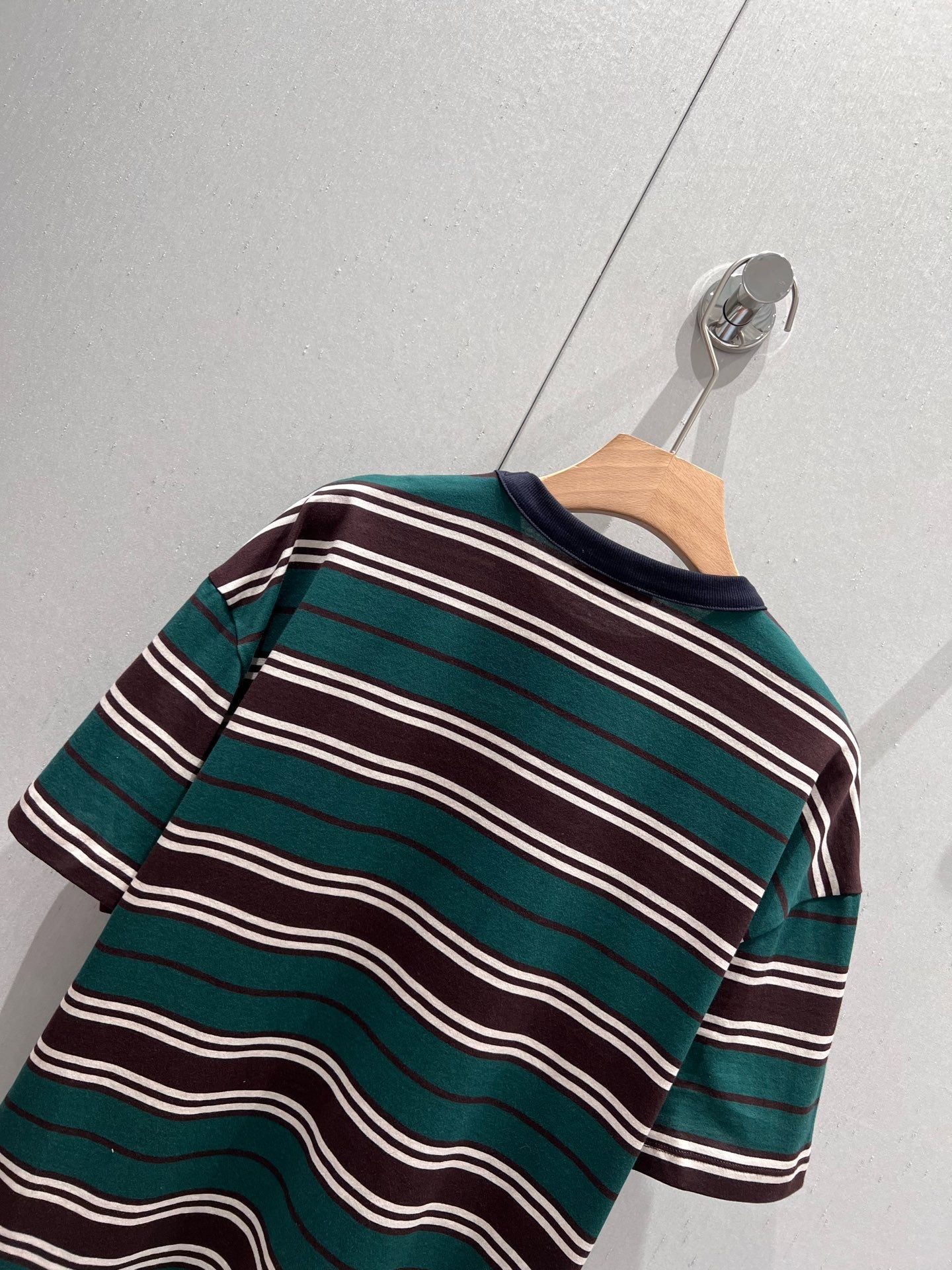 Prada 25 Striped Short-sleeved T-shirt Green Brown cotton210189