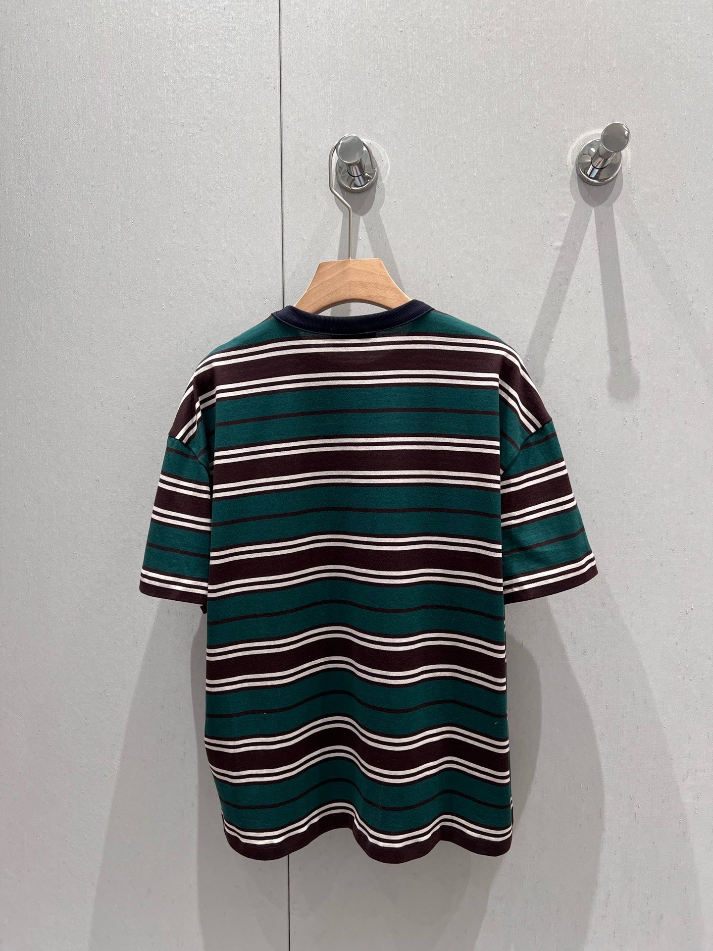 Prada 25 Striped Short-sleeved T-shirt Green Brown cotton210189