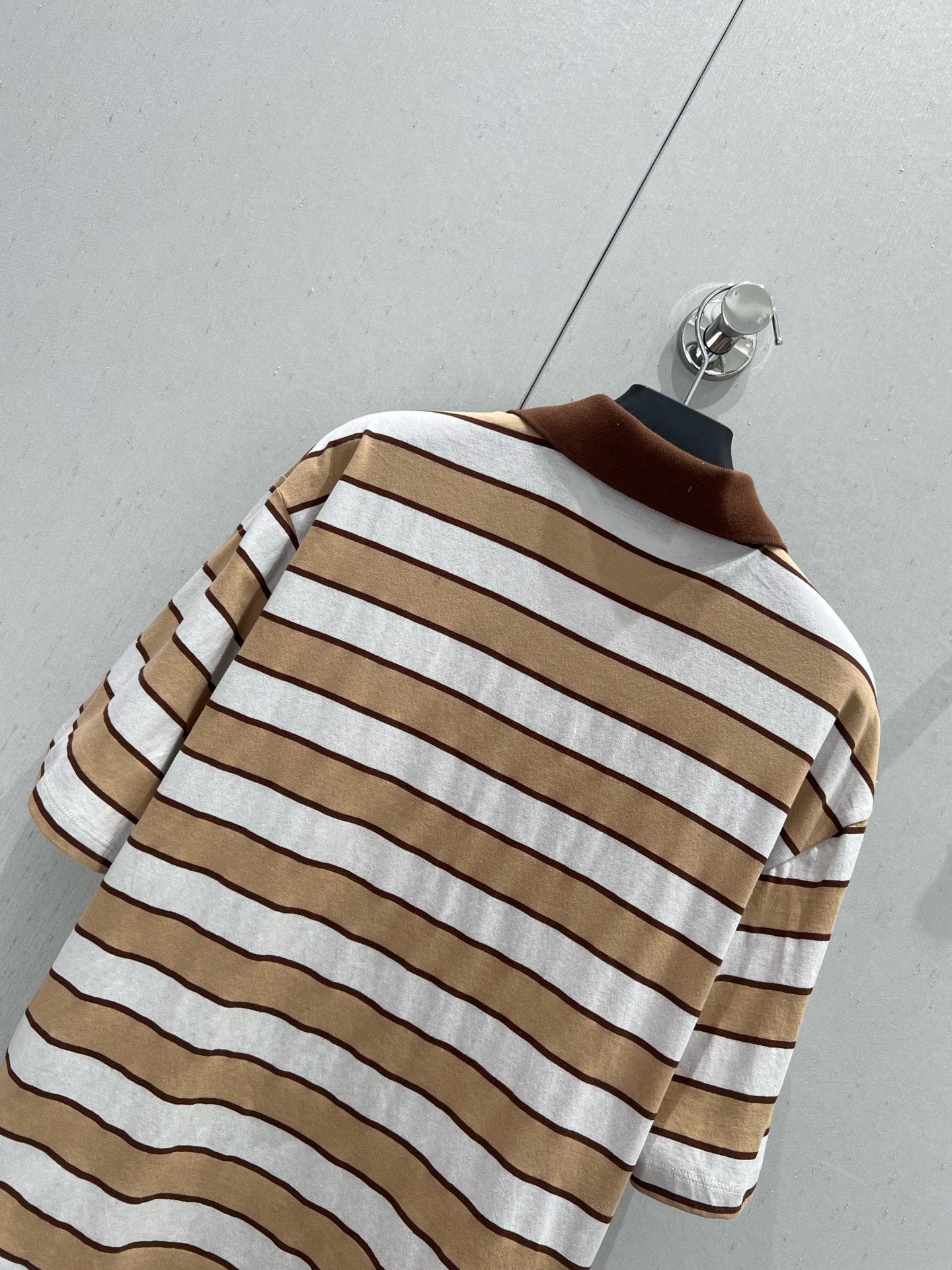 Prada 25 Striped Polo T-shirt White Brown cotton 210428