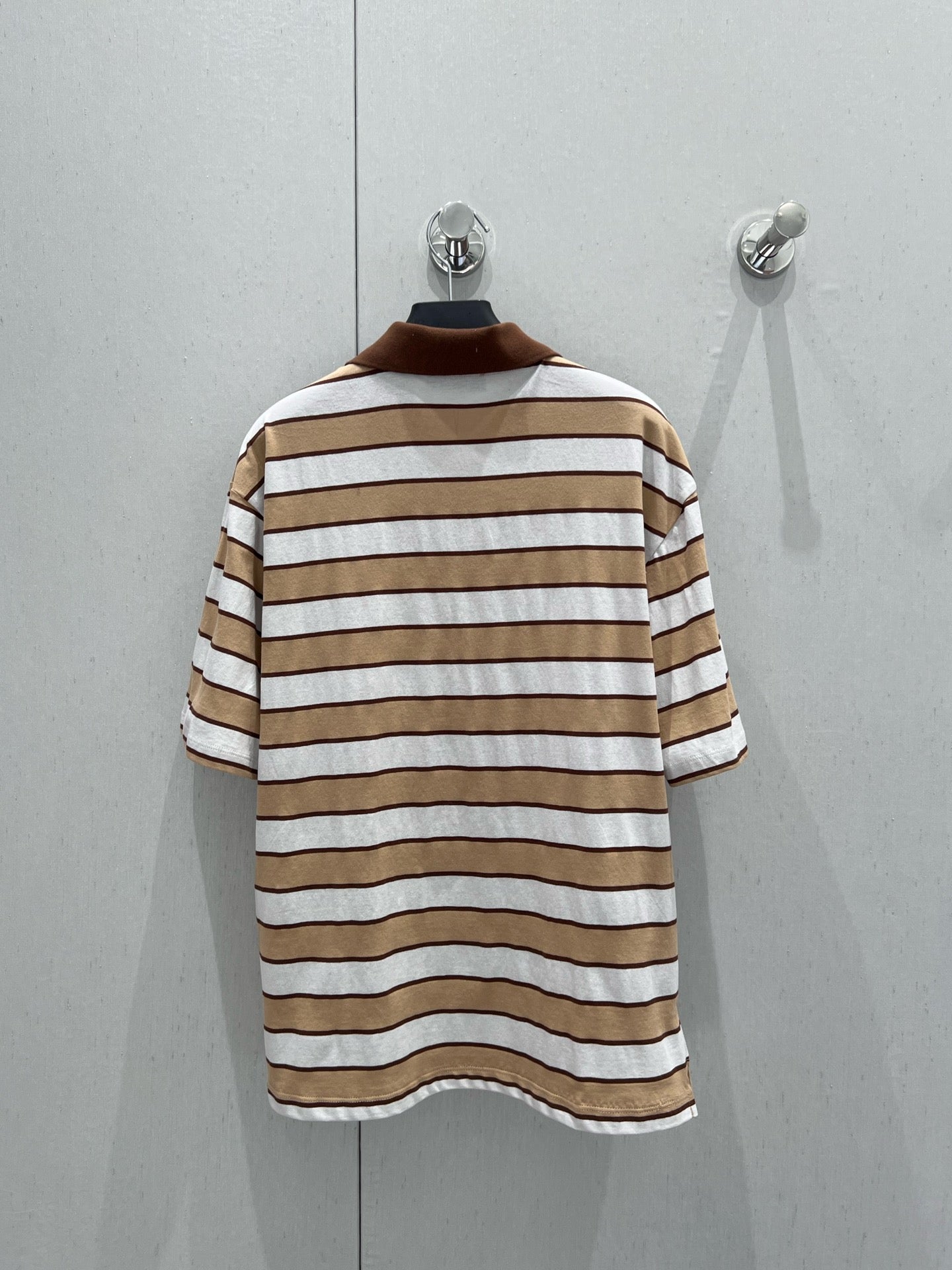 Prada 25 Striped Polo T-shirt White Brown cotton 210428