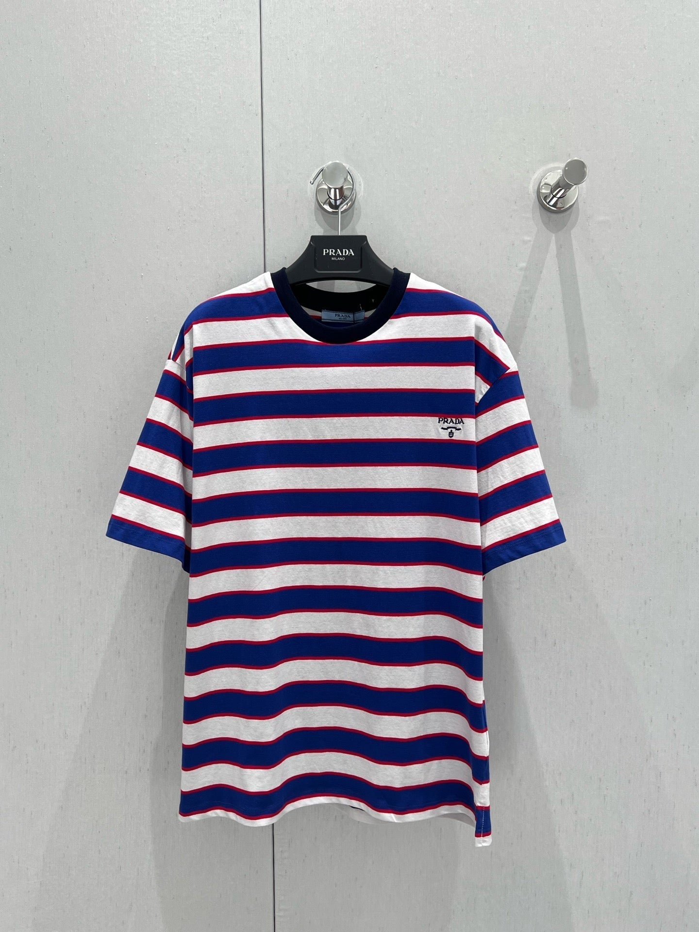 Prada 25 Striped T-shirt White Red Blue cotton 210435
