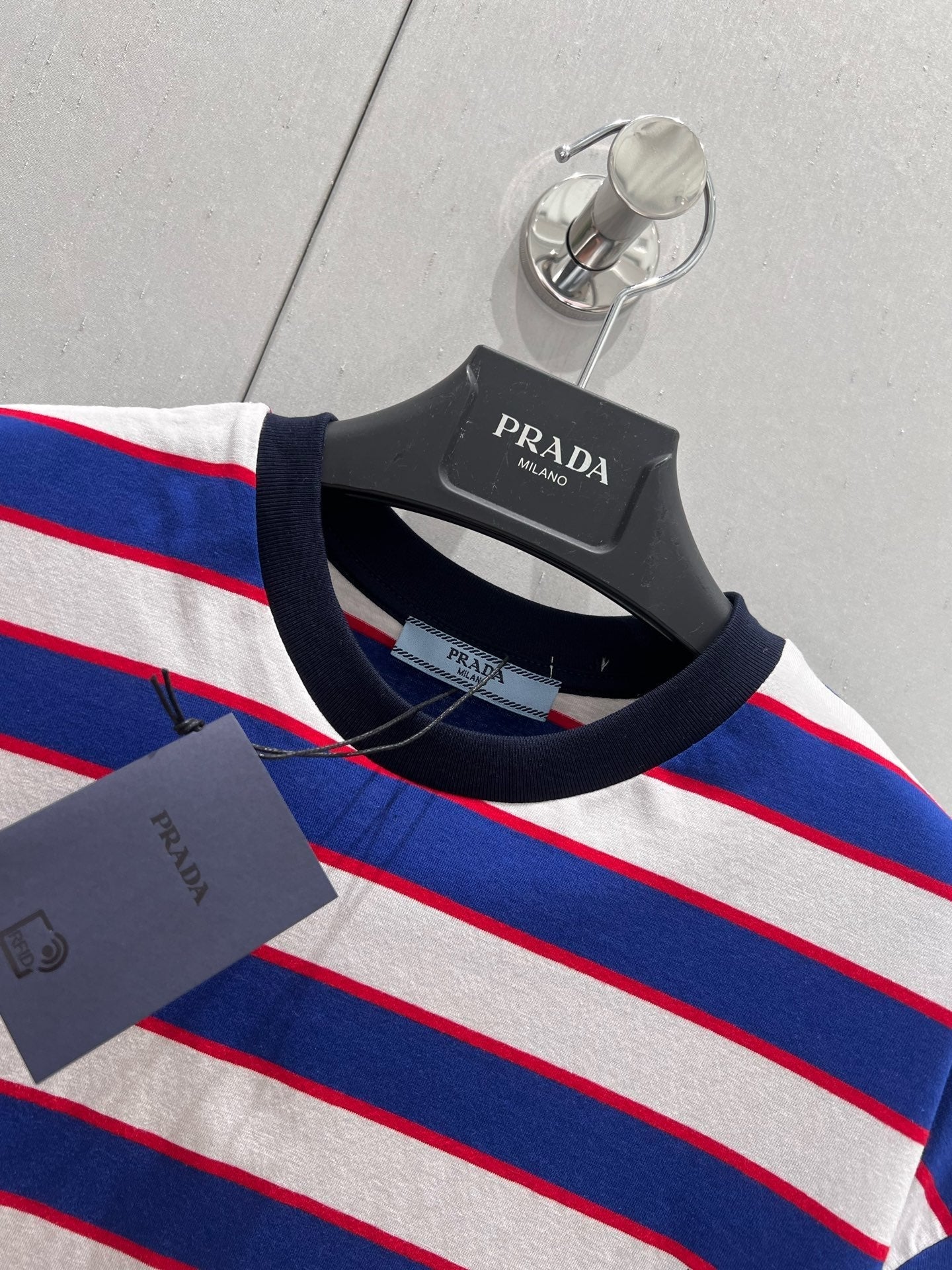 Prada 25 Striped T-shirt White Red Blue cotton 210435