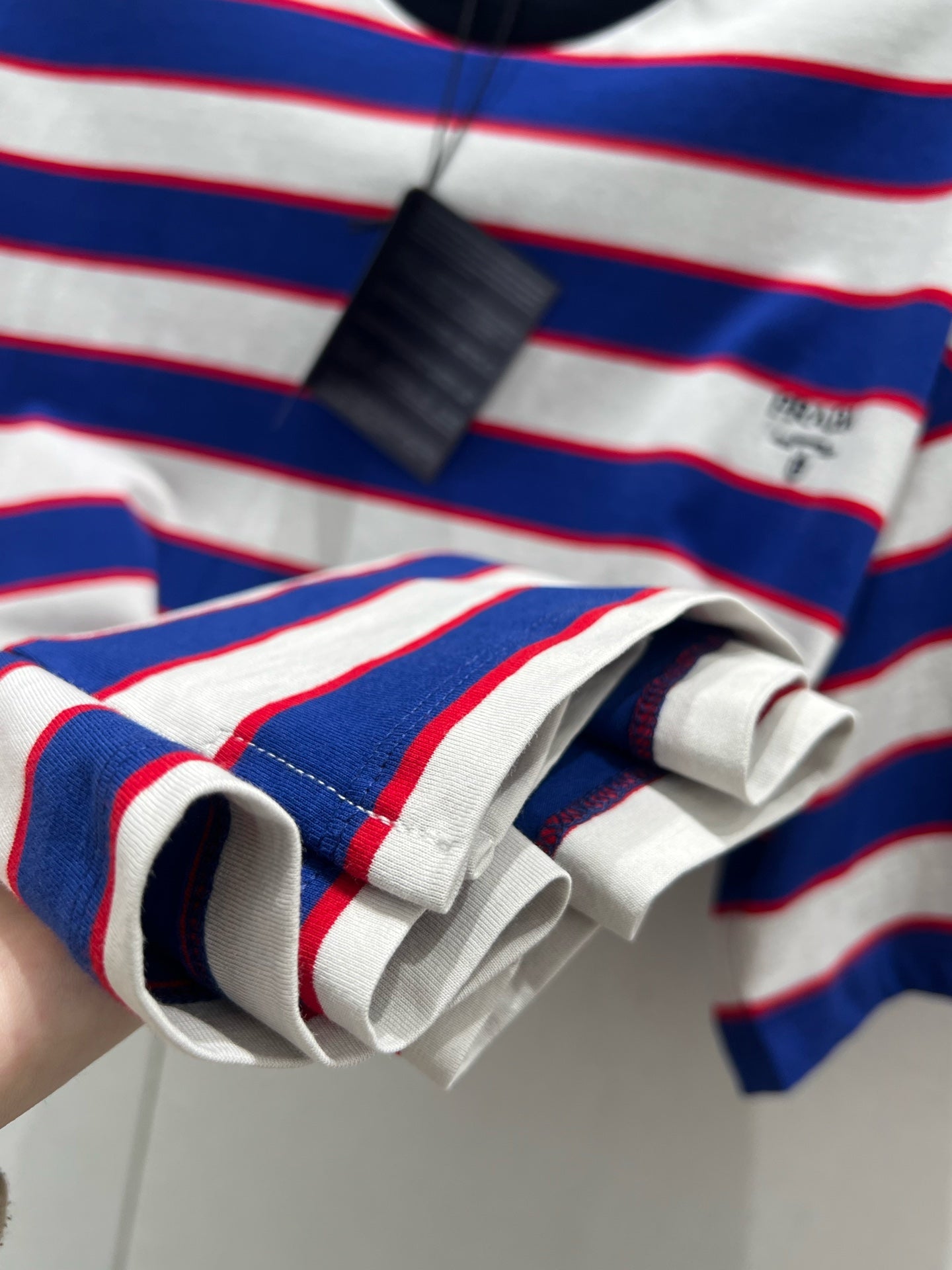 Prada 25 Striped T-shirt White Red Blue cotton 210435