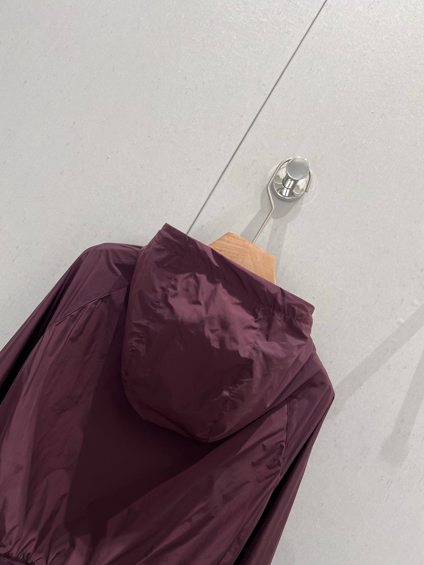 Prada 25 Short Hooded Jacket Red Burgundy Poliamide 211160