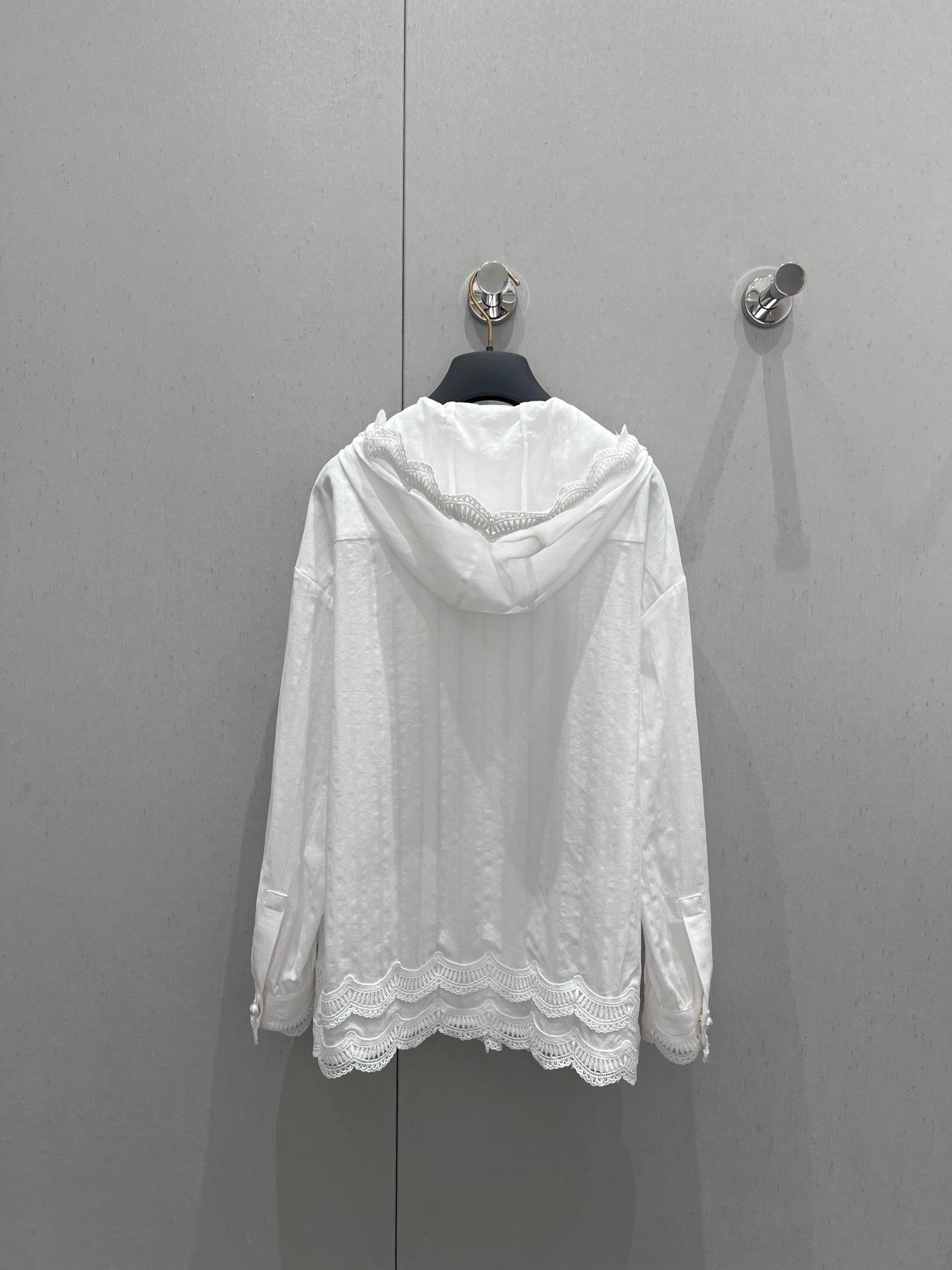 CD 25 Lace-trimmed Hooded Cardigan White Cotton 213817
