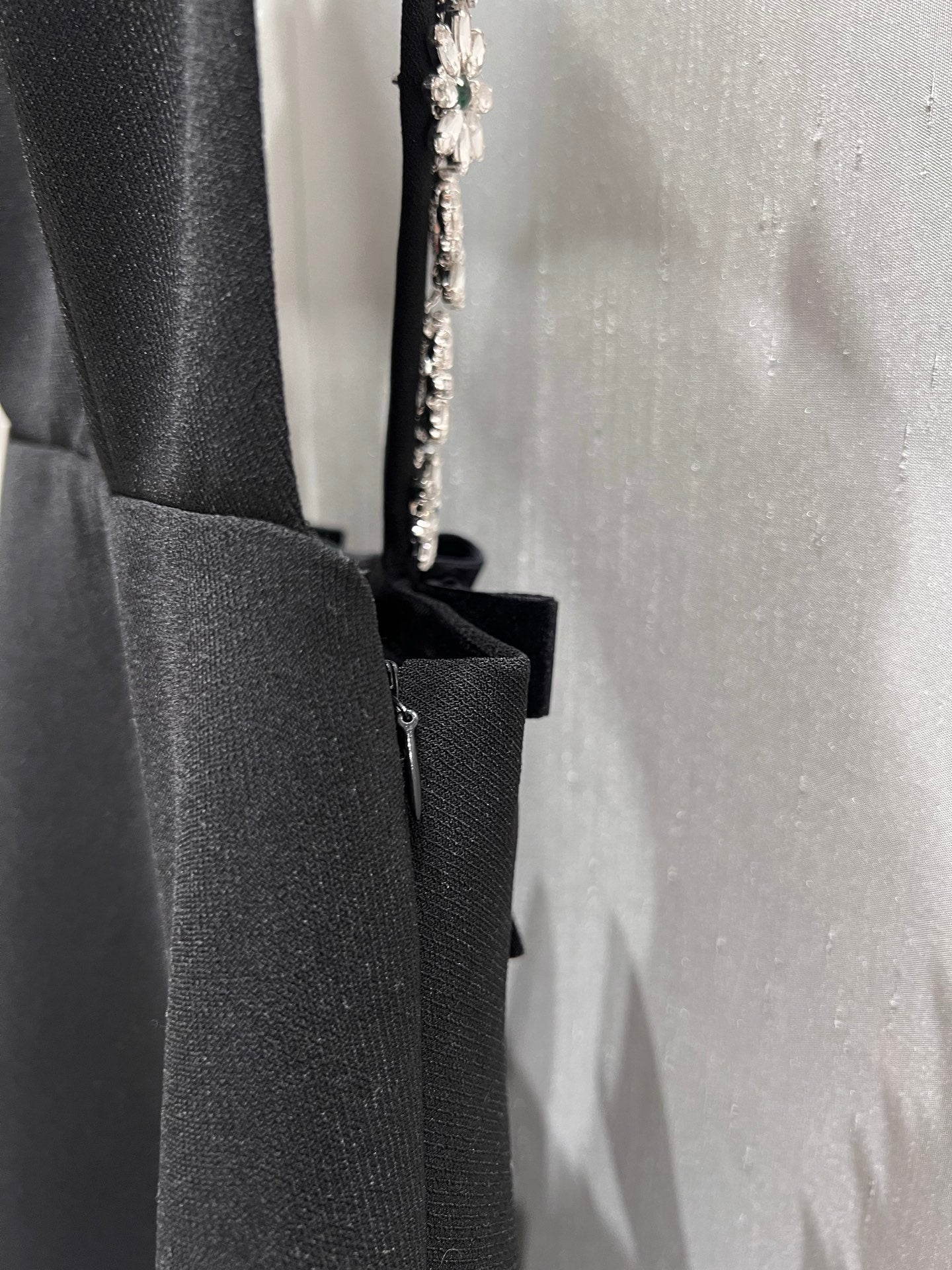 Prada 25 Deep V Diamond Flower Suspender Dress Black Acetate Viscose 214029