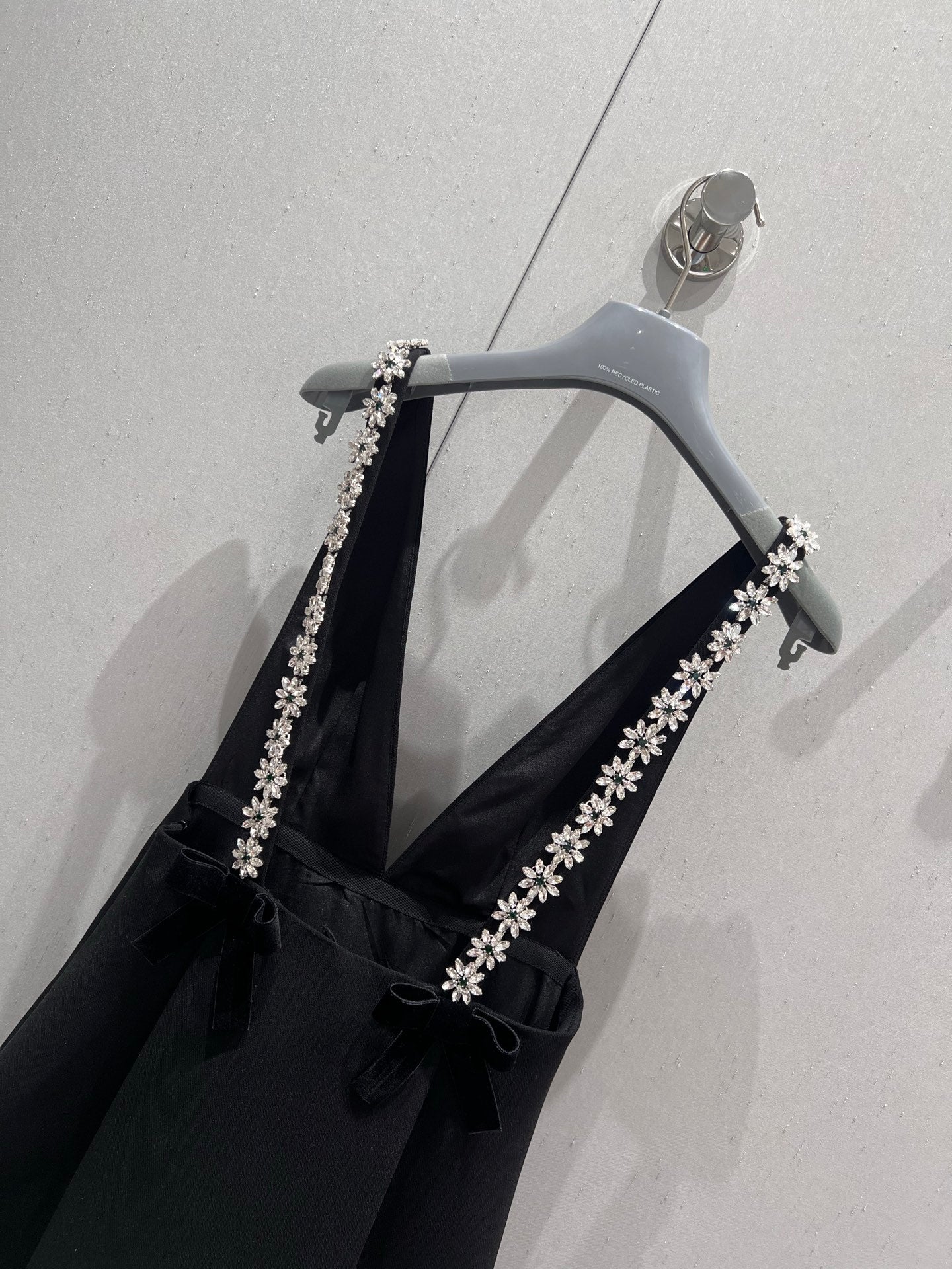 Prada 25 Deep V Diamond Flower Suspender Dress Black Acetate Viscose 214029