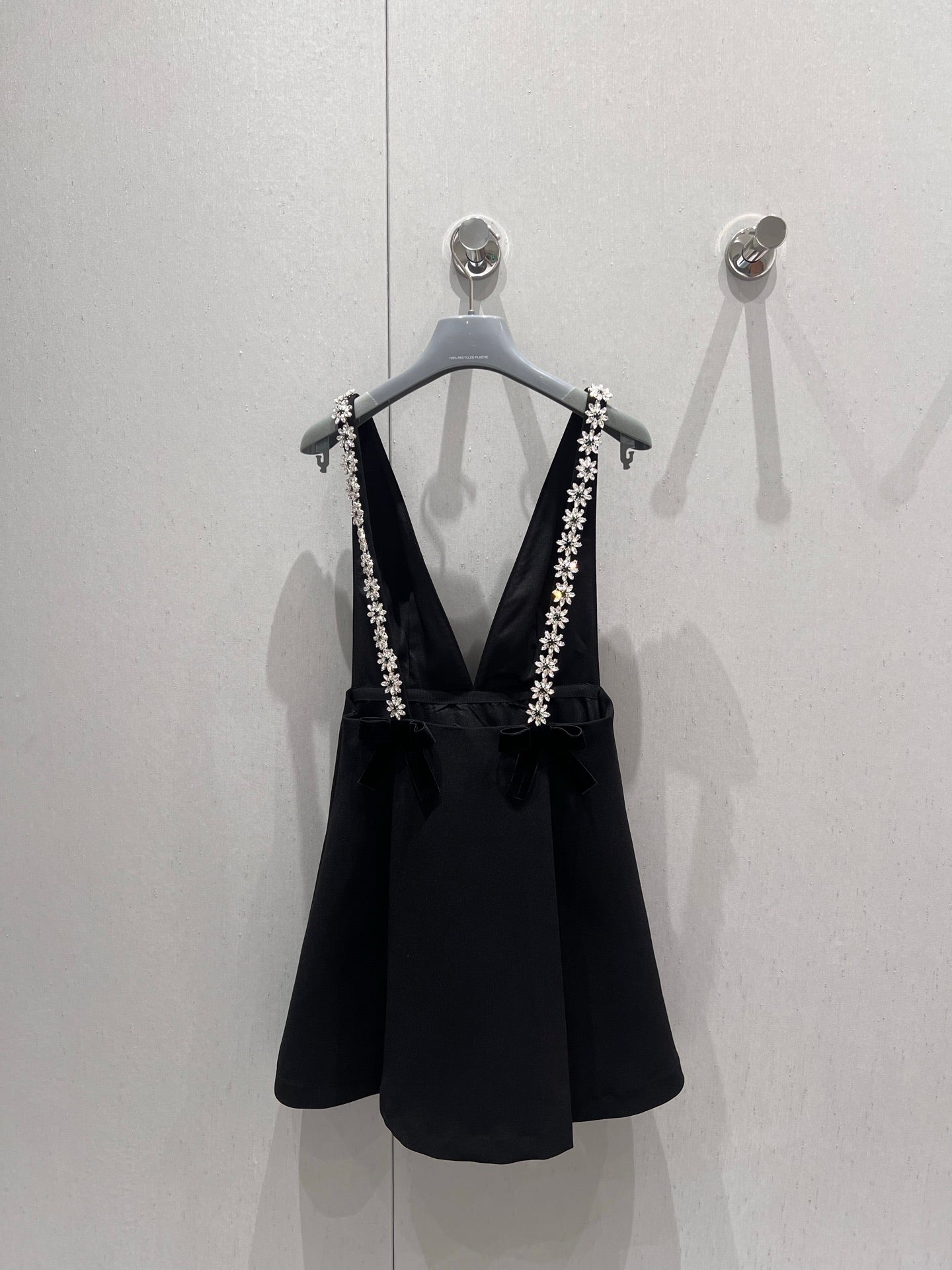 Prada 25 Deep V Diamond Flower Suspender Dress Black Acetate Viscose 214029