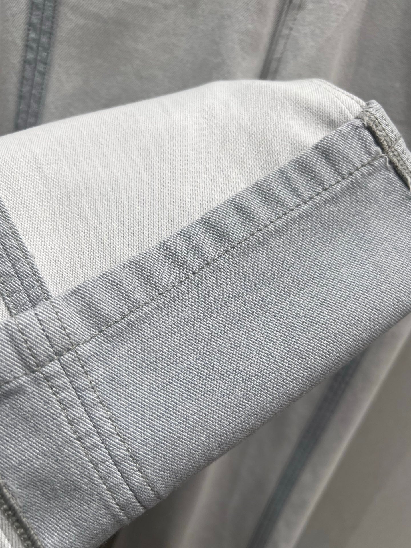 Prada 25 Vertical Striped Denim Pants White Cotton Polyester 215076