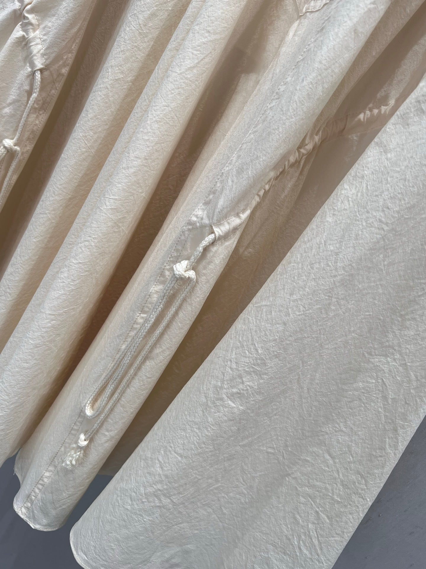 Prada 25 Drawstring Elastic Waist Umbrella Skirt Beige Cotton 215066