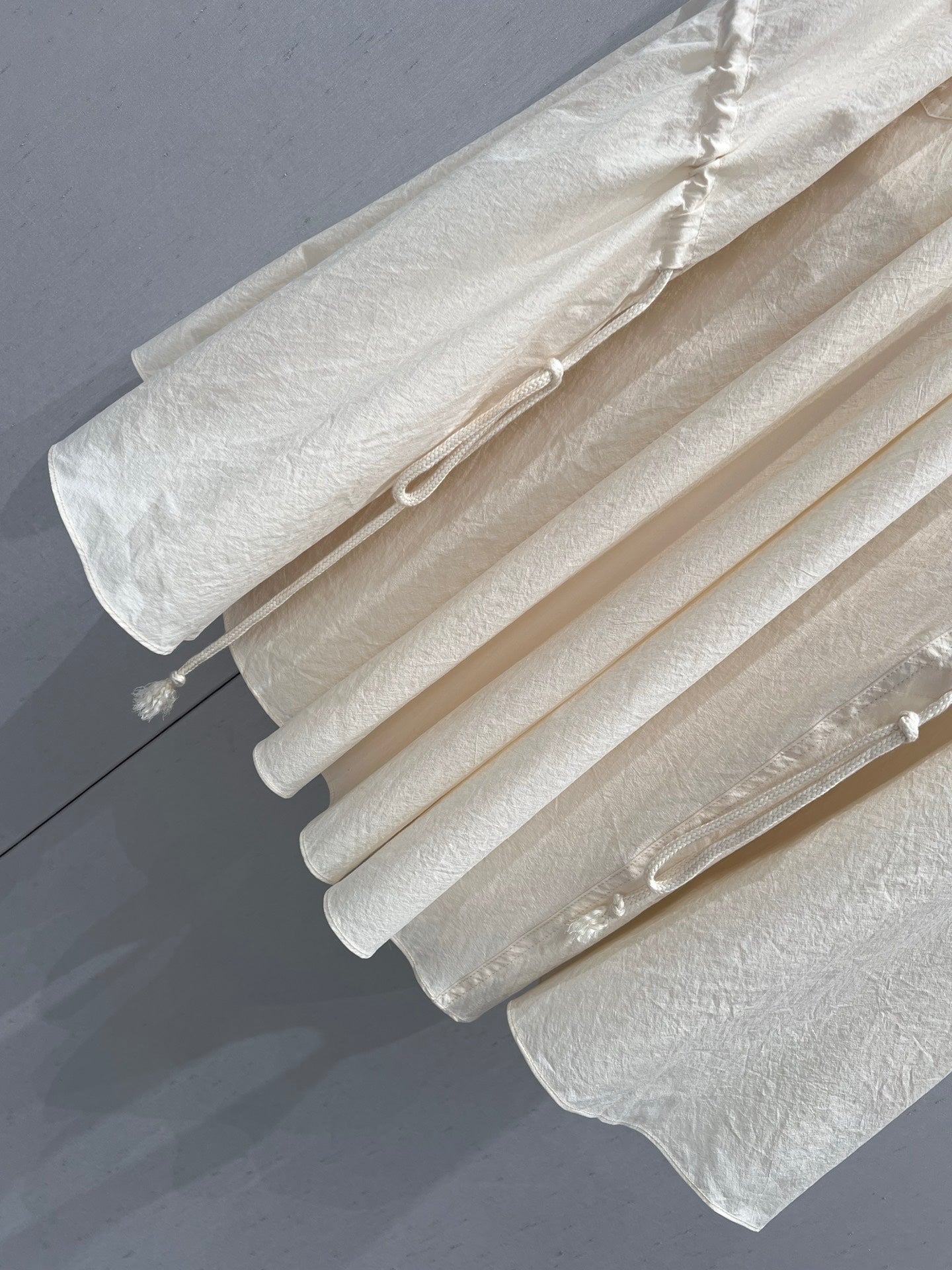 Prada 25 Drawstring Elastic Waist Umbrella Skirt Beige Cotton 215066