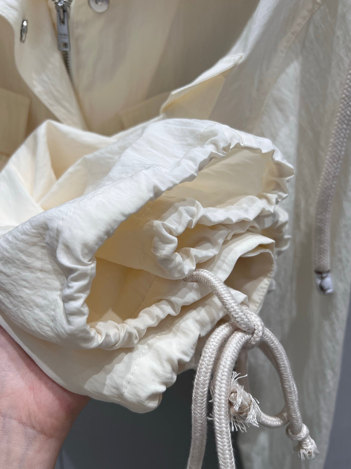 Prada 25 Hooded Zipper Jacket Beige Cotton 215233