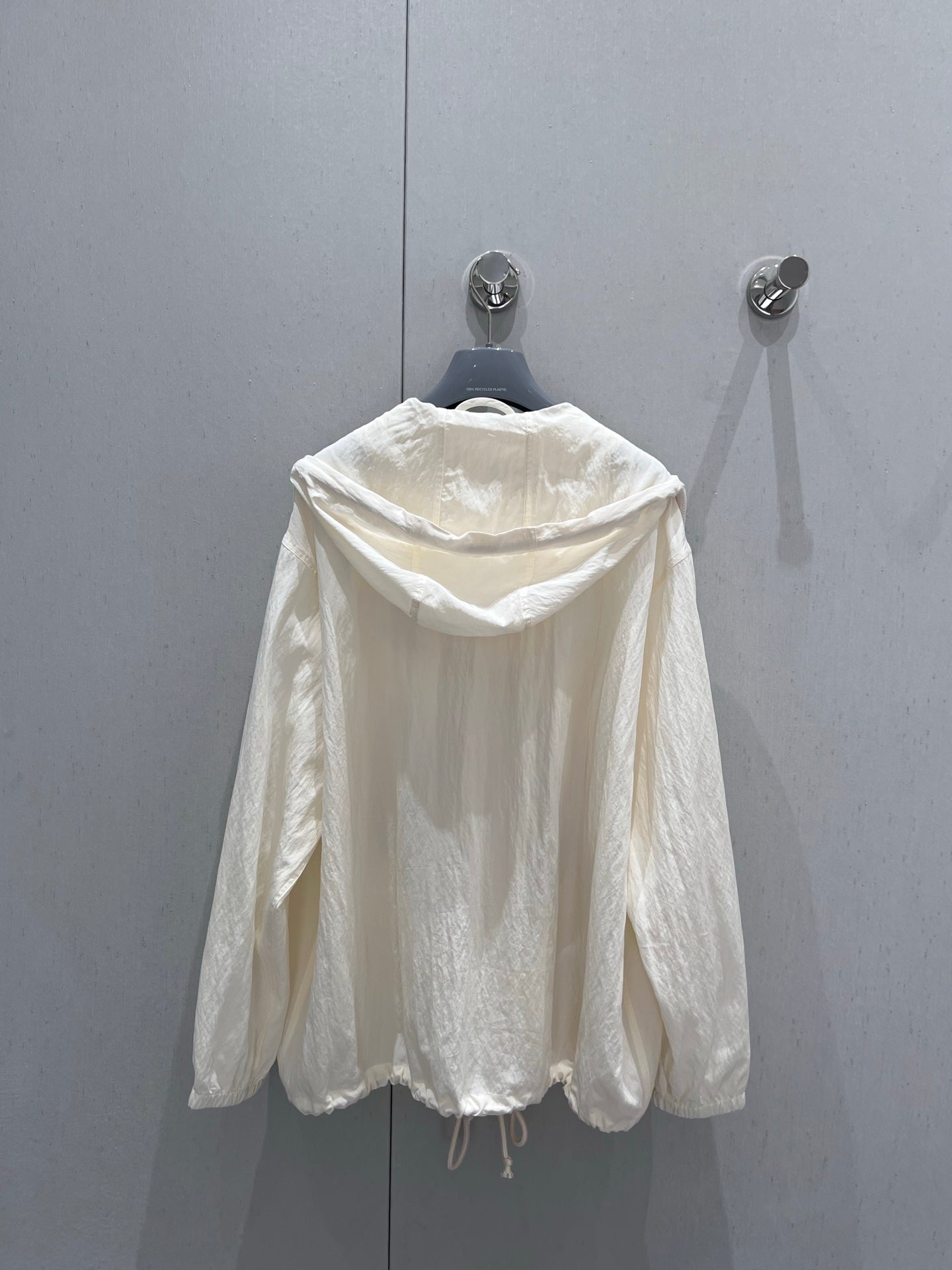 Prada 25 Hooded Zipper Jacket Beige Cotton 215233