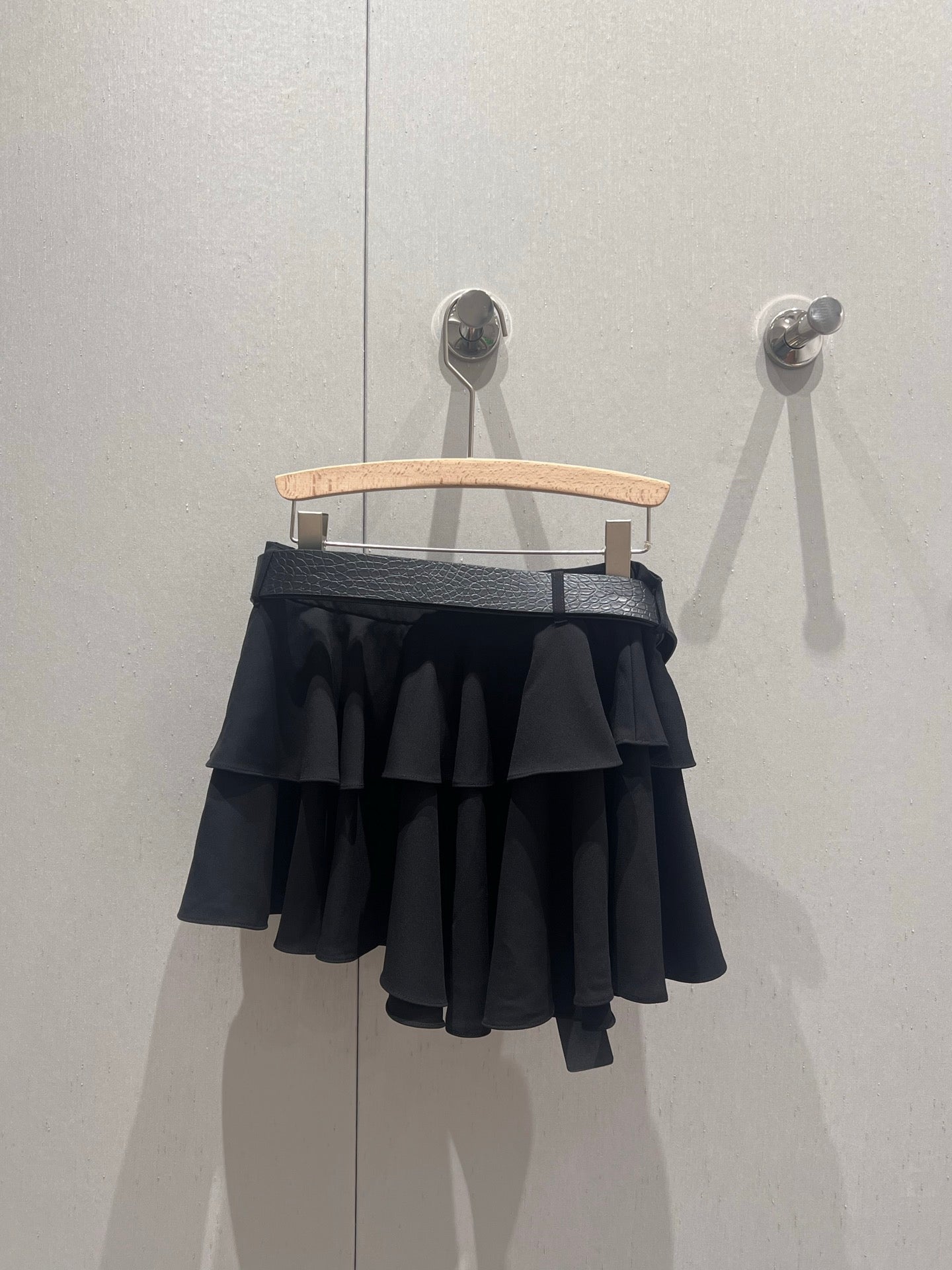 Loewe 25 Mini Skirt with Belt Black Polyester Fiber 215388