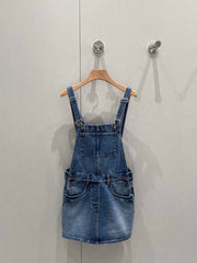 Prada 25 Denim Overall Dress Blue Cotton 215746