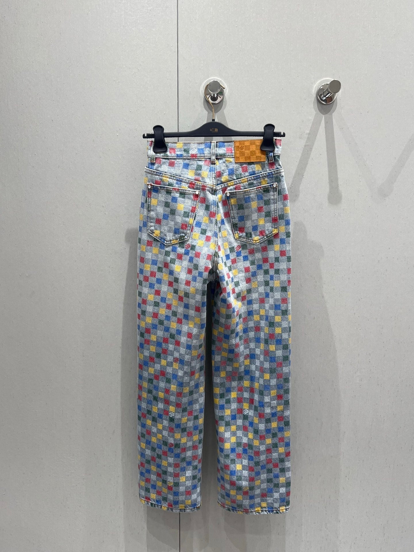 LV Plaid Multicolor  Denim Jeans Blue Cotton