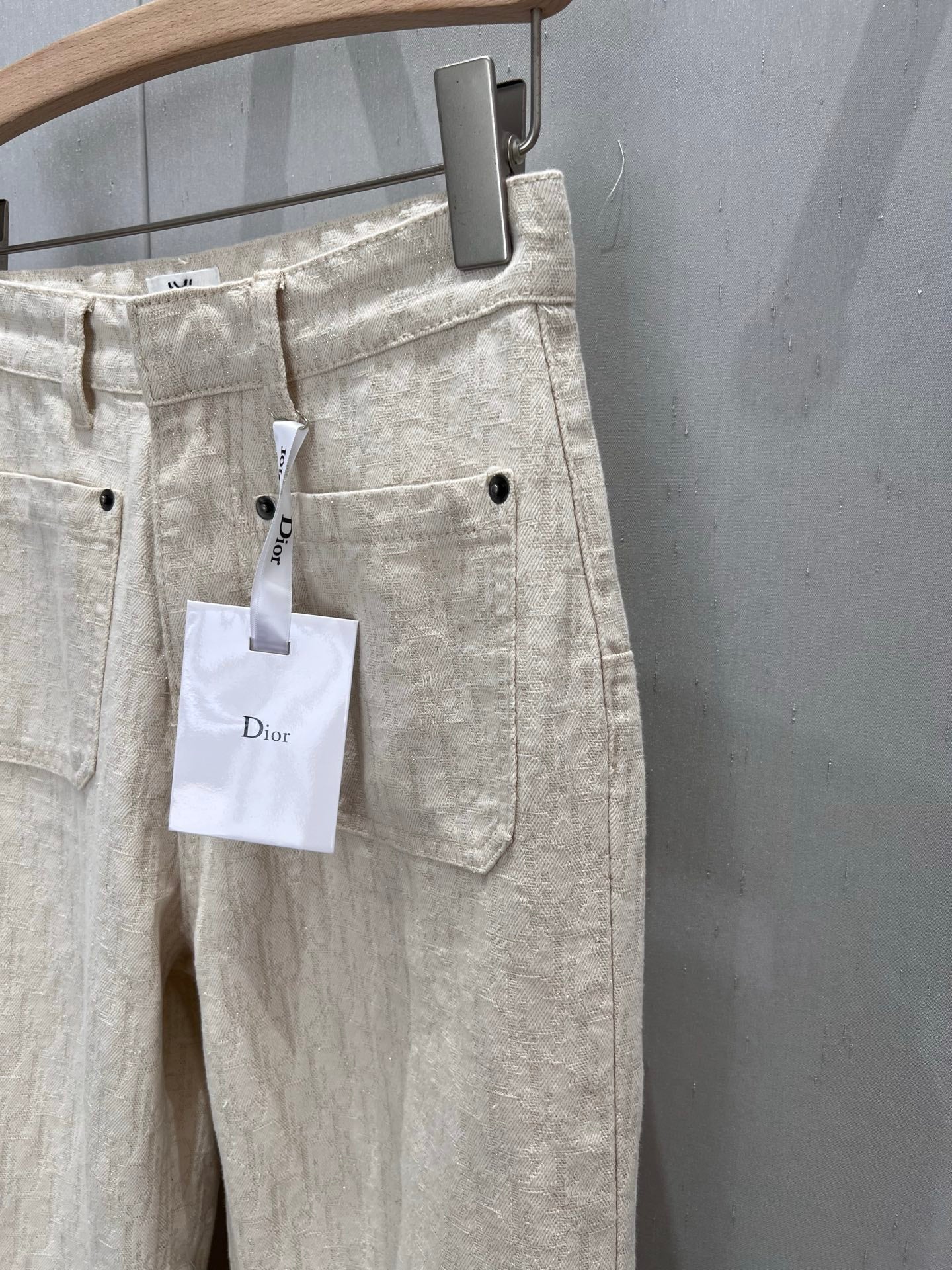 CD 2025 Pattern Straight Pants Beige Cotton 216928