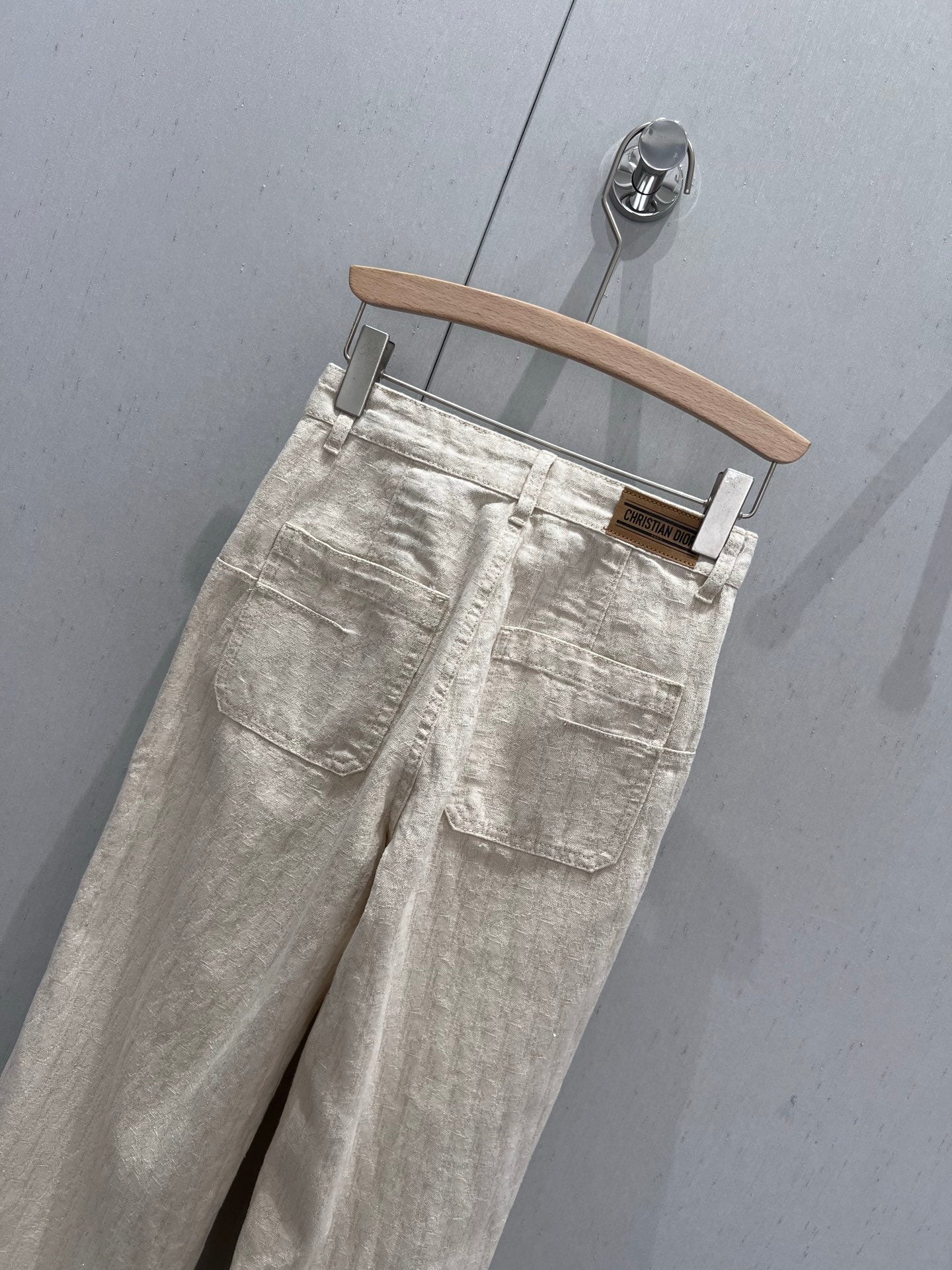 CD 2025 Pattern Straight Pants Beige Cotton 216928