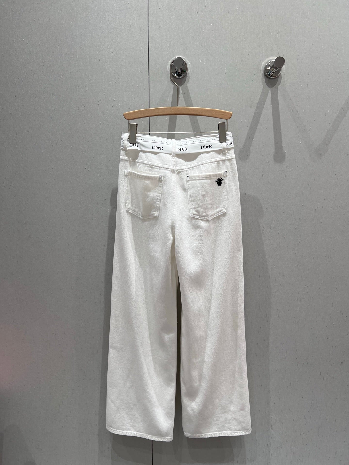 CD 25 Waistband Denim Pants White Cotton 217806