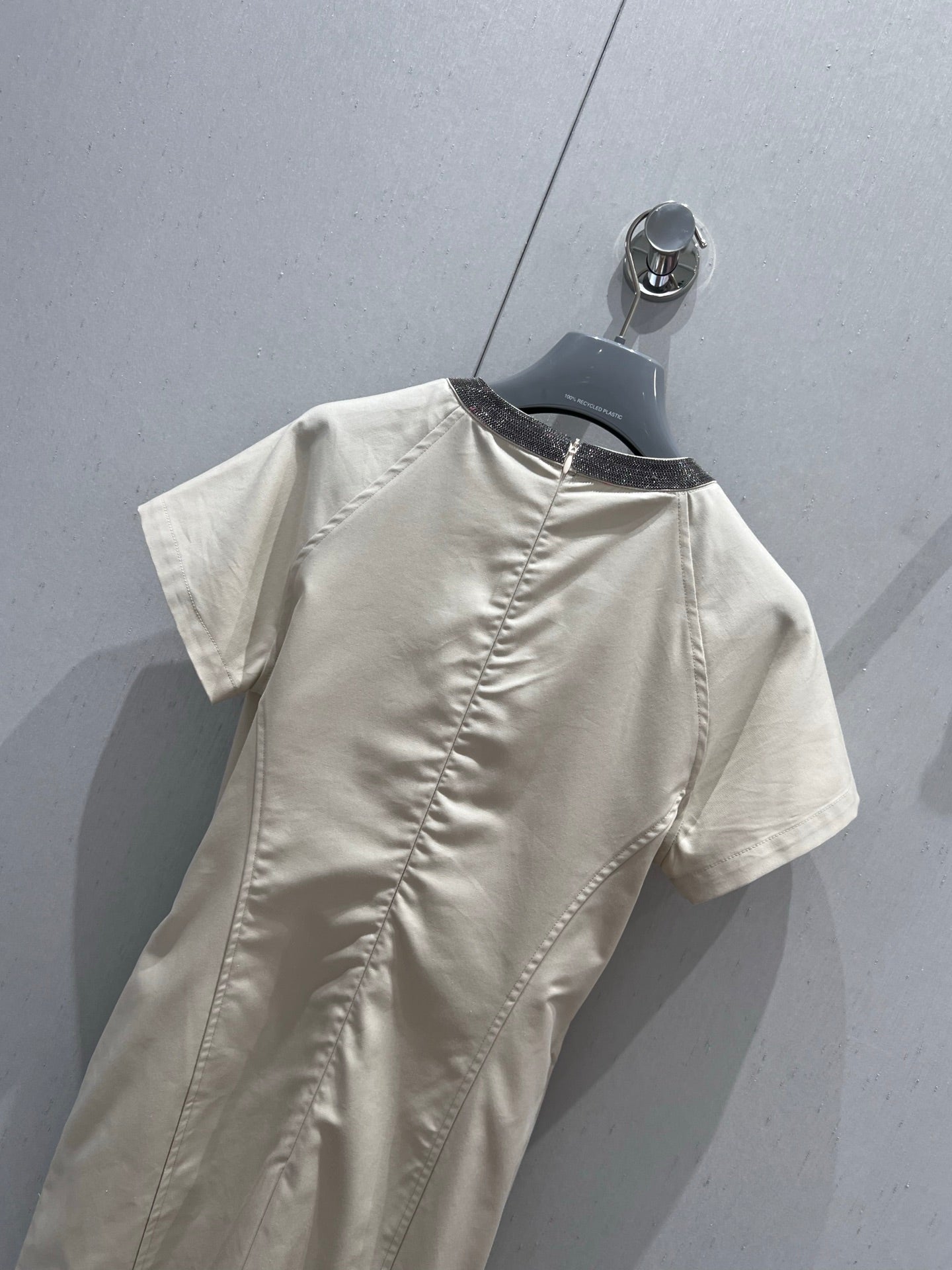 Prada 25 Short-sleeved Dress Beige Tencel Cotton 217659