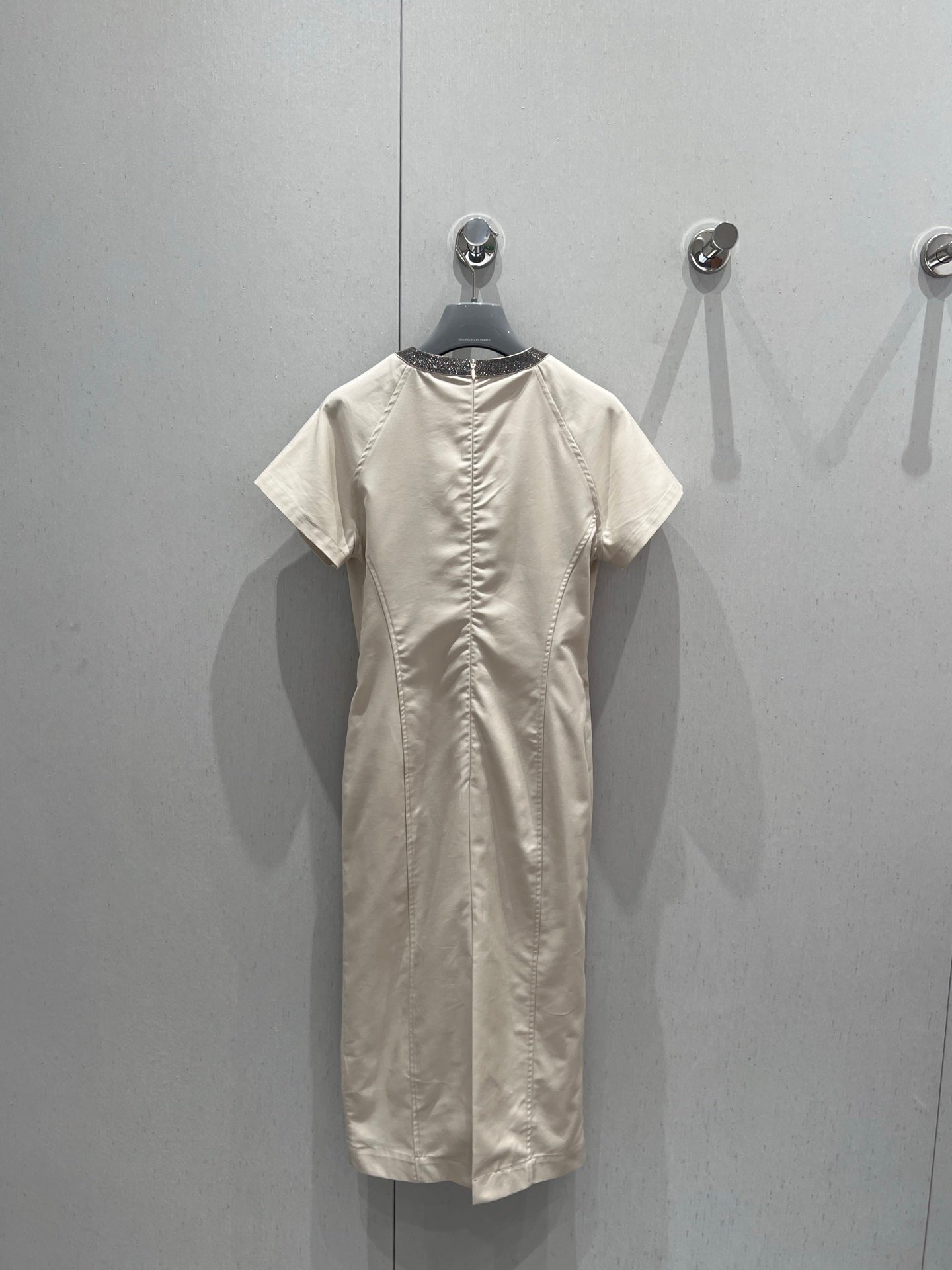 Prada 25 Short-sleeved Dress Beige Tencel Cotton 217659