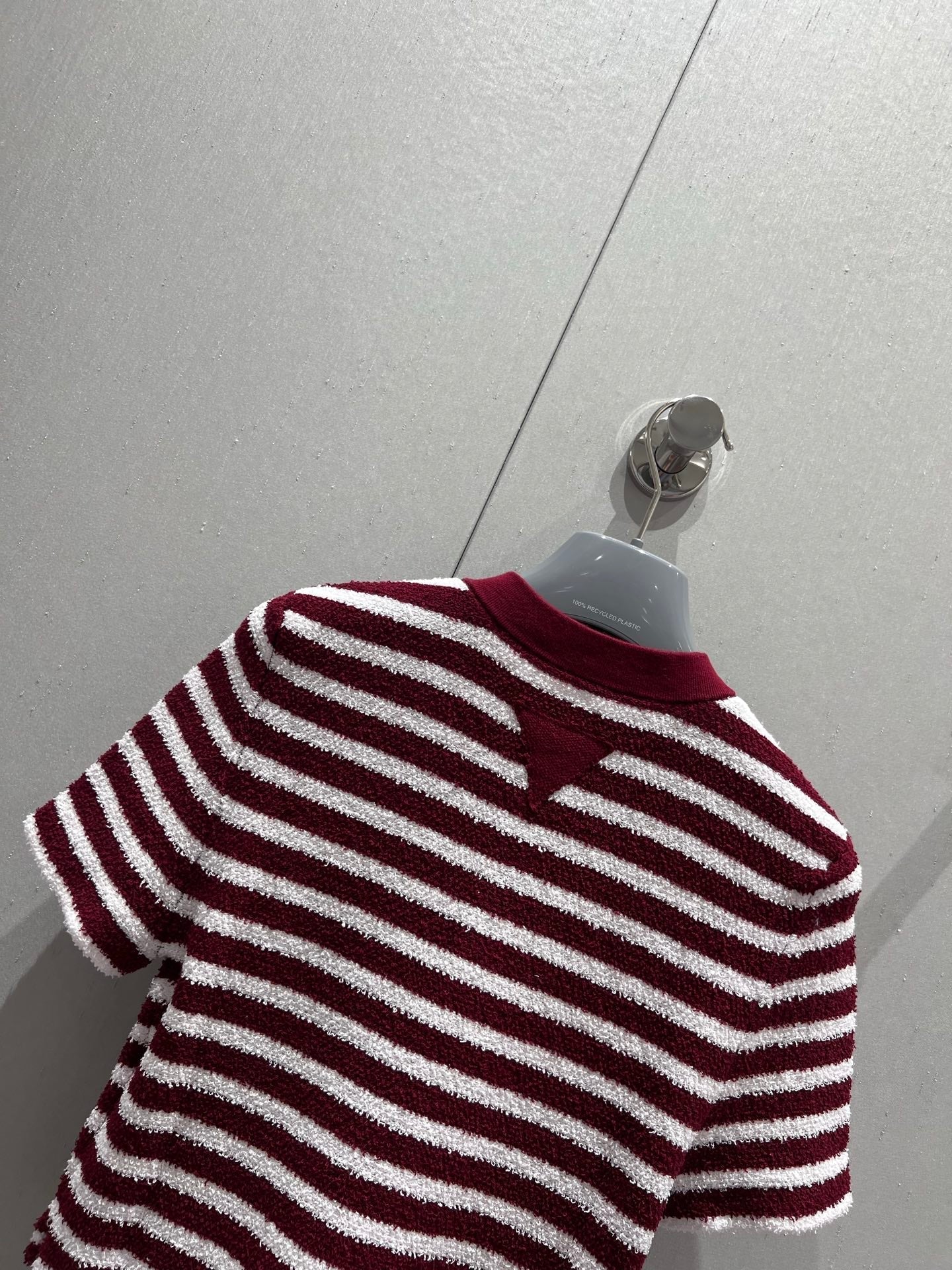 Prada 25 Yarn Striped Round Neck Knit Top White mix Red Cotton Poliamide 217770