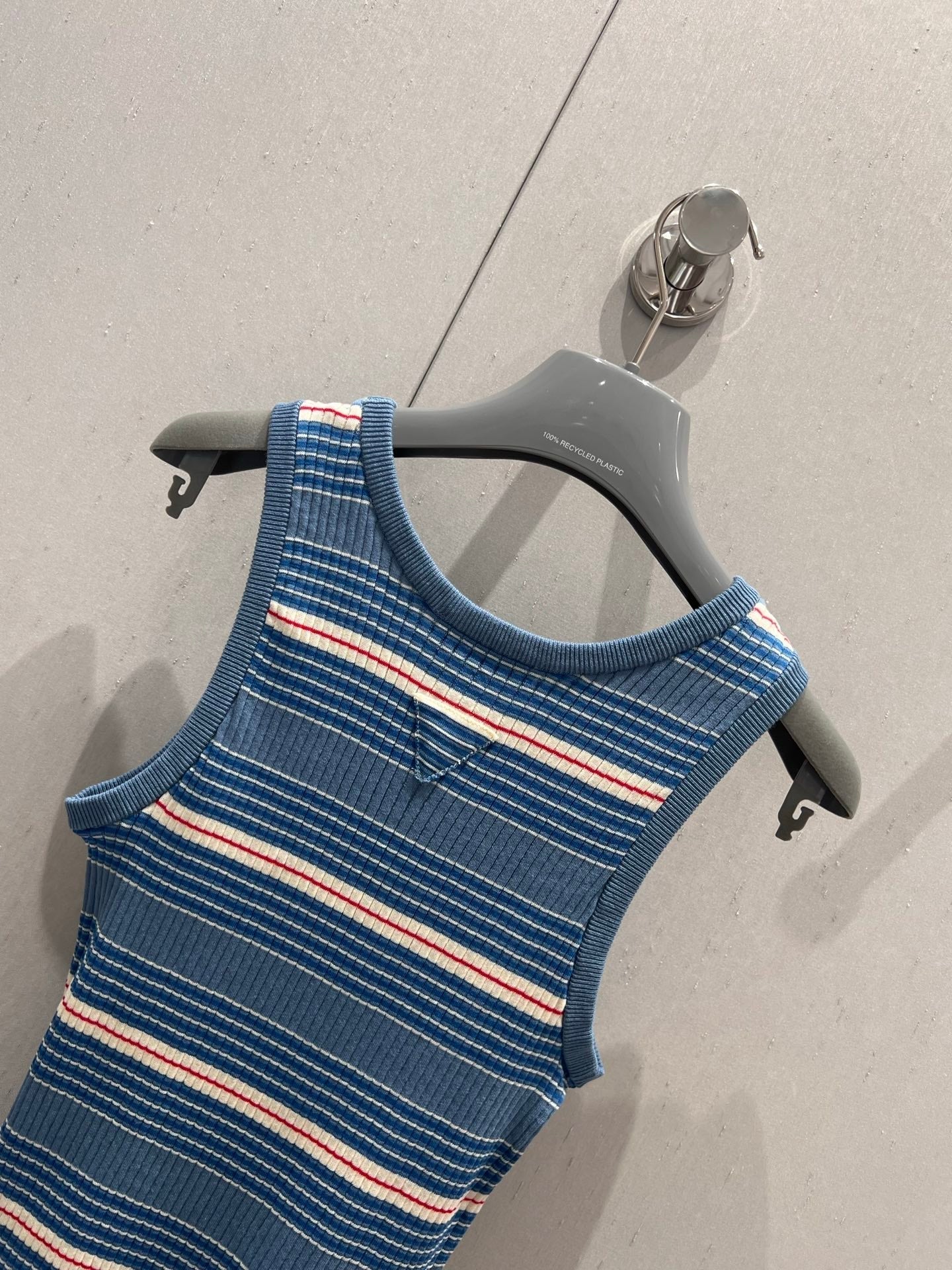 Prada 25 Sleeveless Knitted Vest Blue Cotton Poliamide 217852