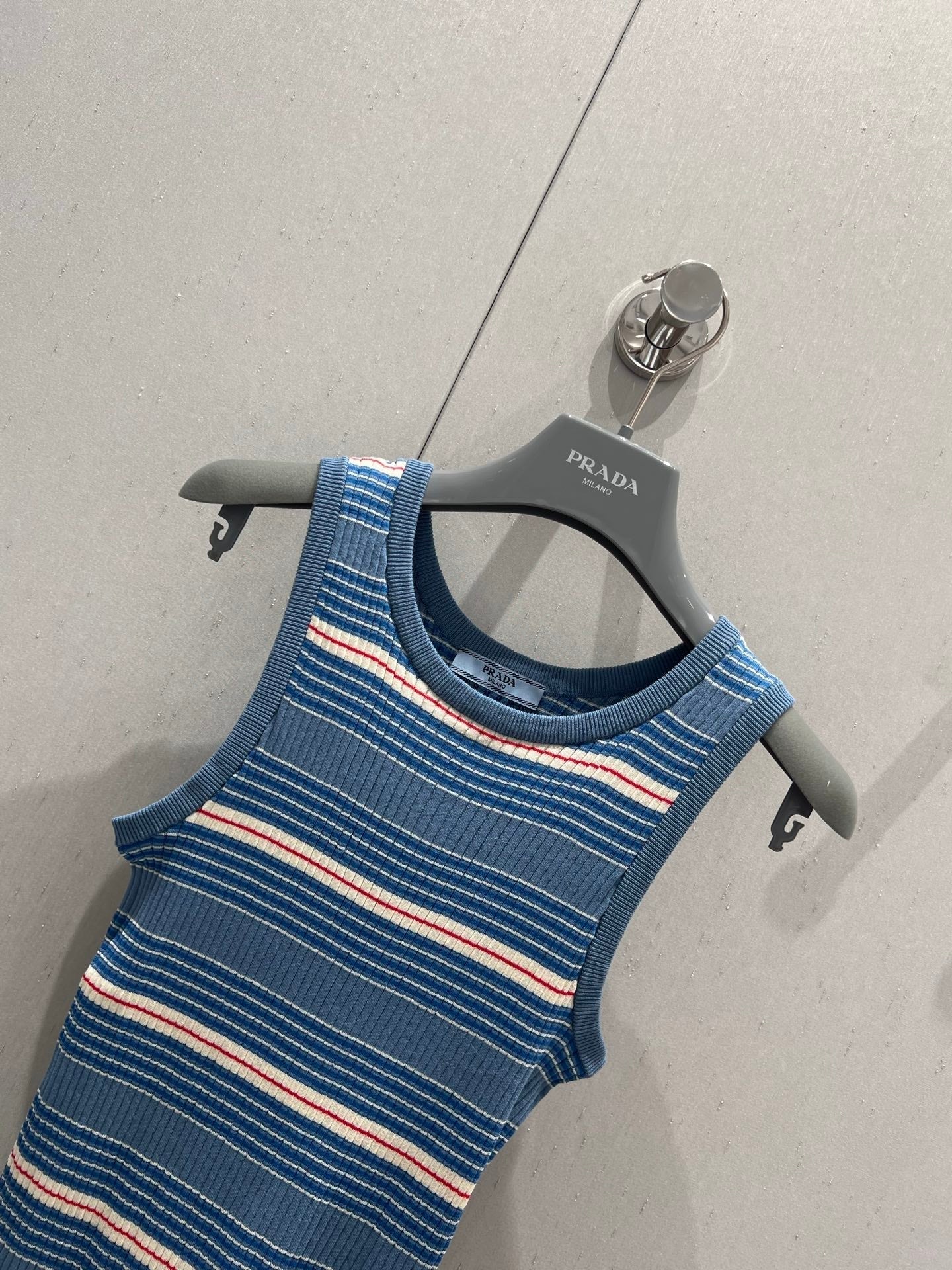 Prada 25 Sleeveless Knitted Vest Blue Cotton Poliamide 217852