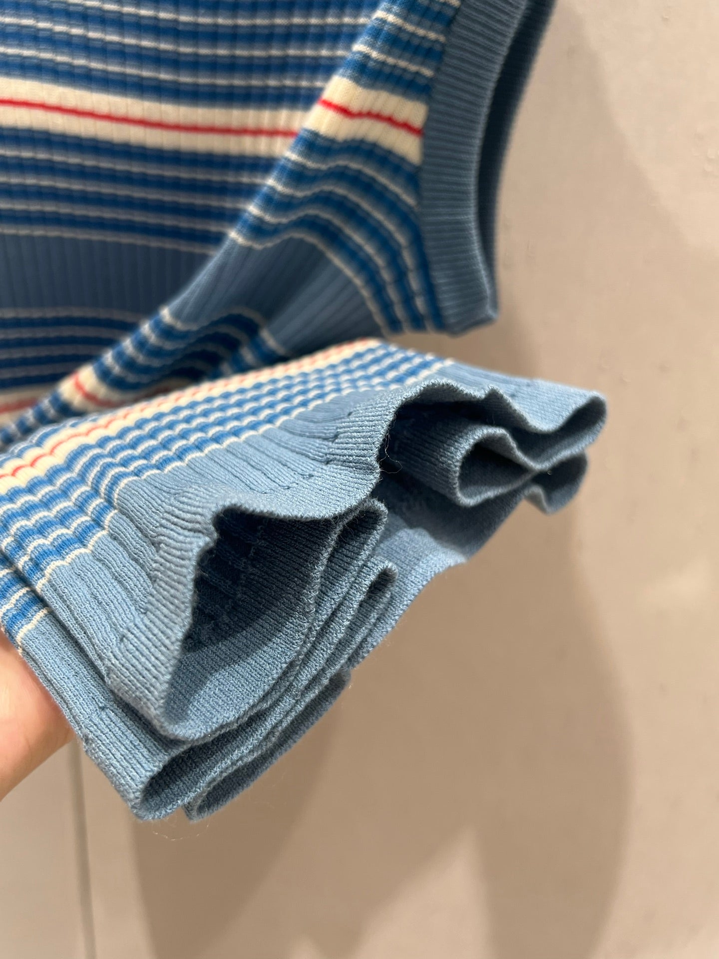 Prada 25 Sleeveless Knitted Vest Blue Cotton Poliamide 217852