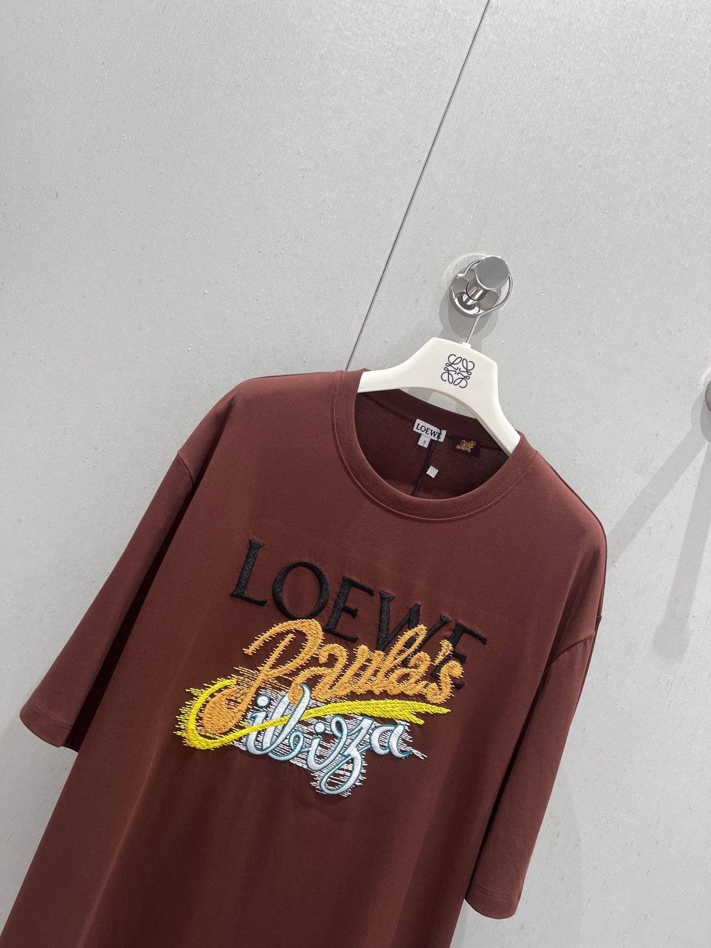Loewe 25 Round Neck Short-sleeved T-shirt Brown Polyester Fiber 218147