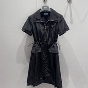 Prada 25 Short Sleeve Zipper Dress Black Polyester 218738